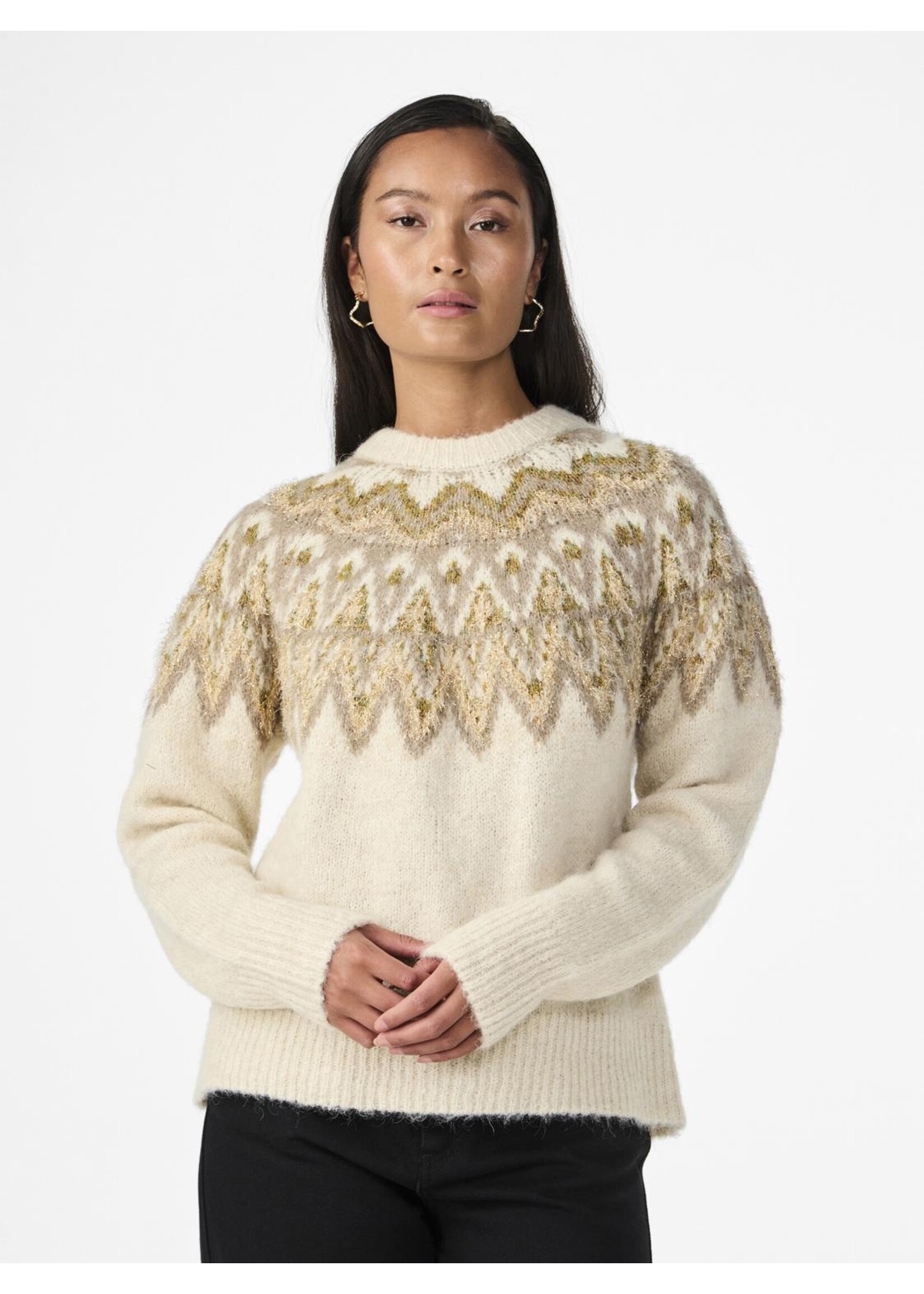 YASELA LS SHIMMER KNIT PULLOVER YASELA LS SHIMMER KNIT PULLOVER