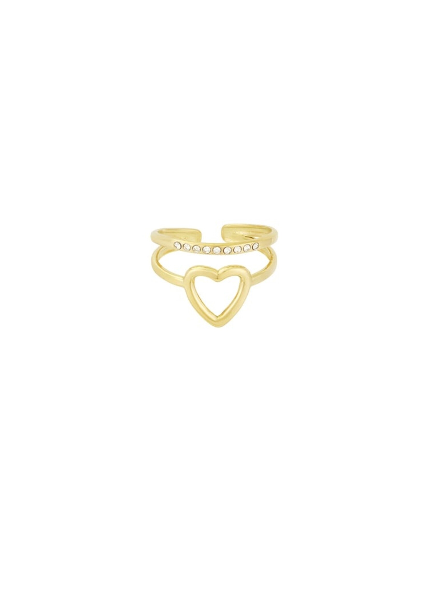 Heart & sparkle ring - Gold color