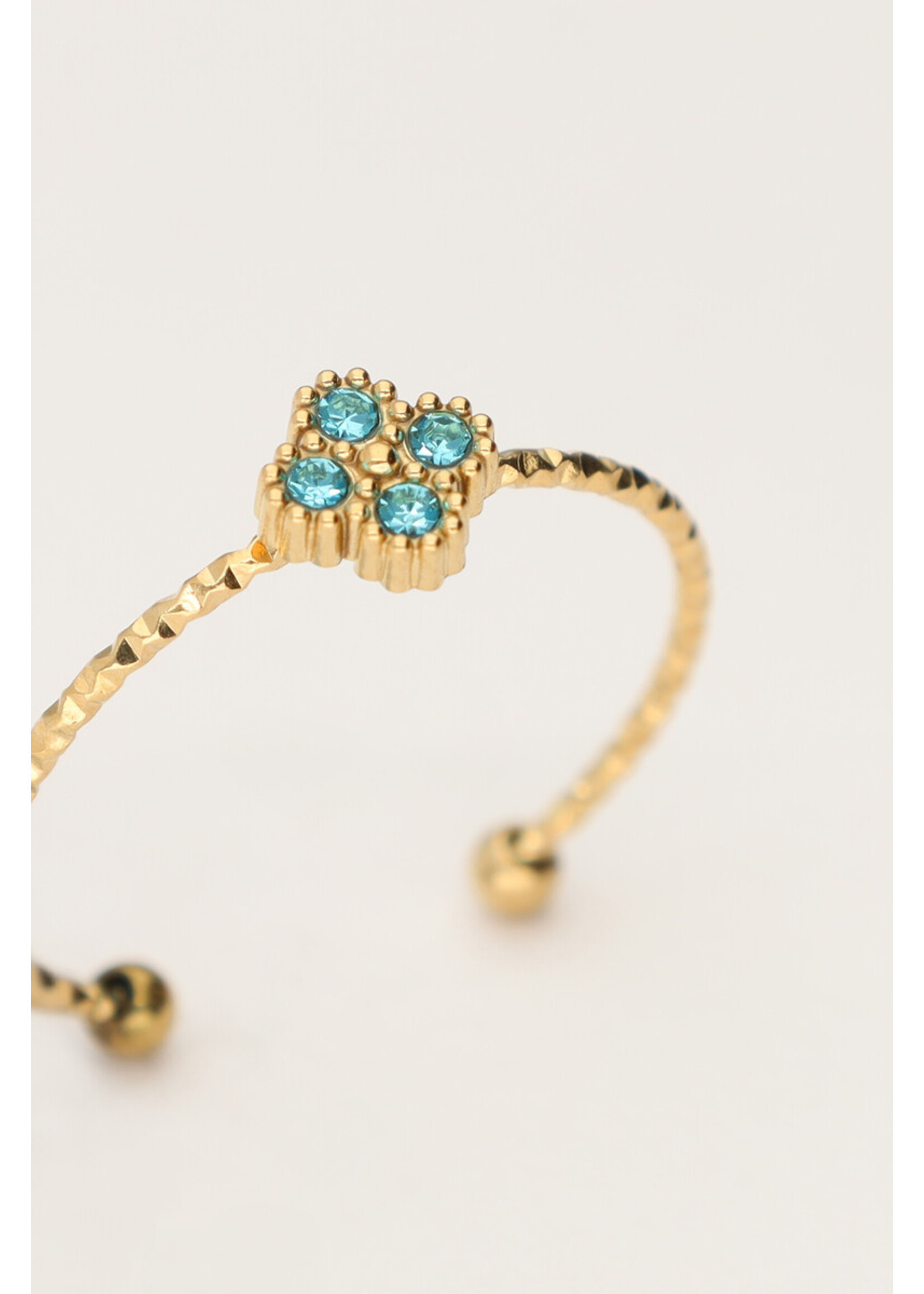 Ring fine clover strass blue