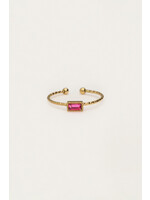 Ring fine square strass pink
