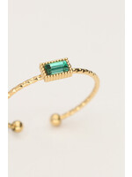 Ring fine square strass green