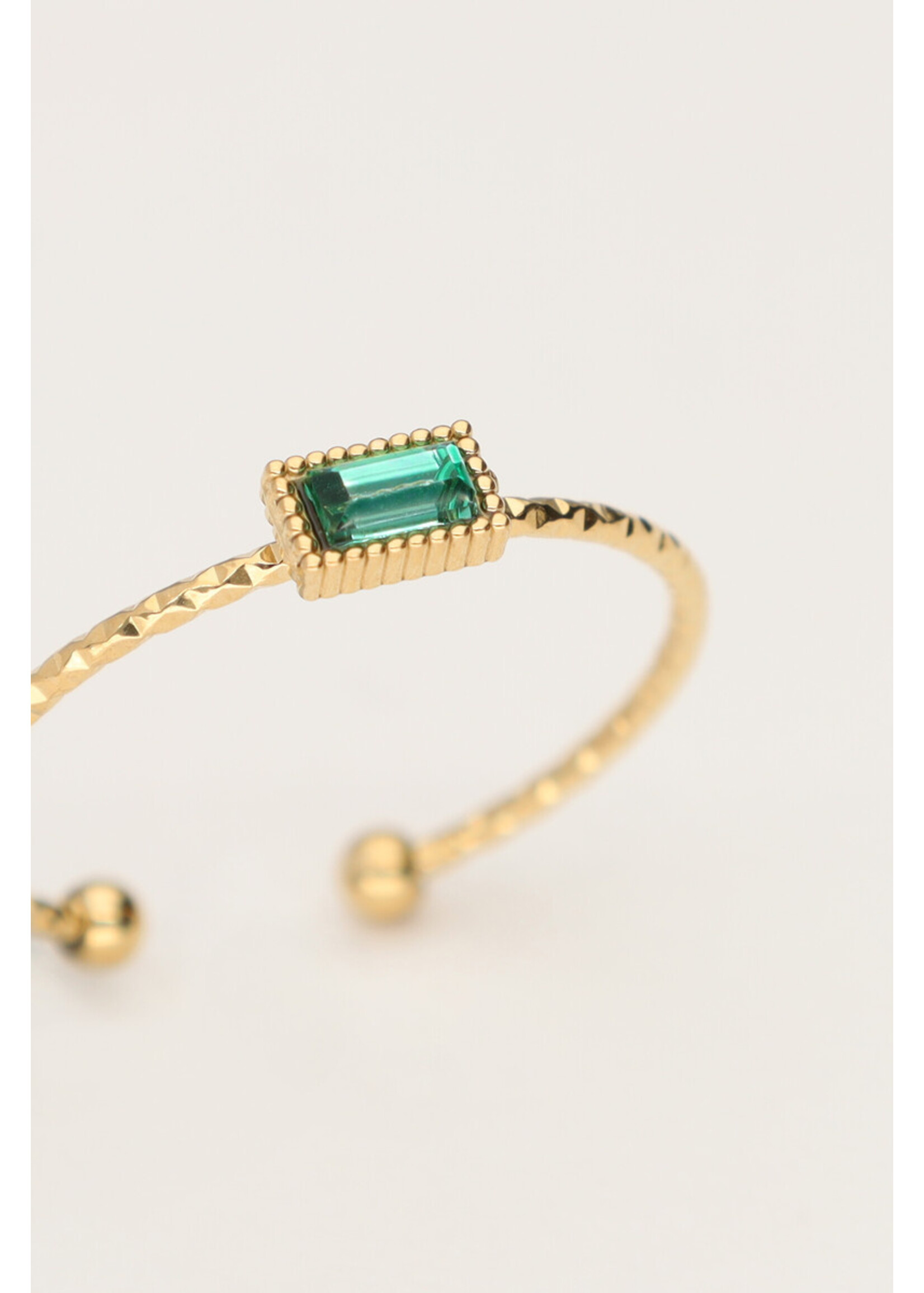 Ring fine square strass green