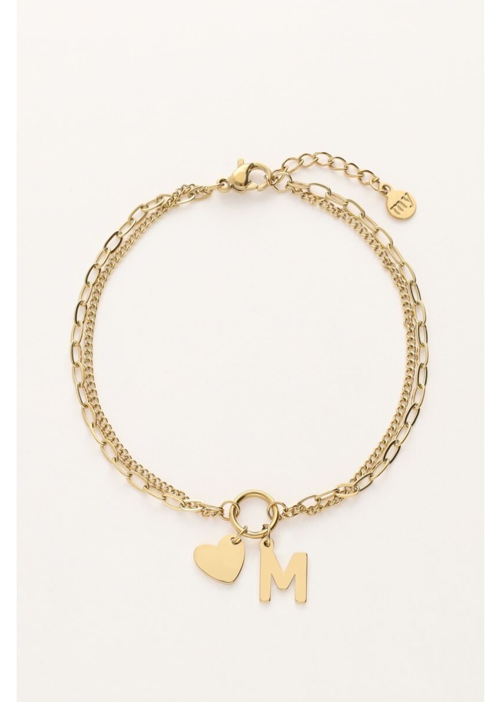 Bracelet double chain initial