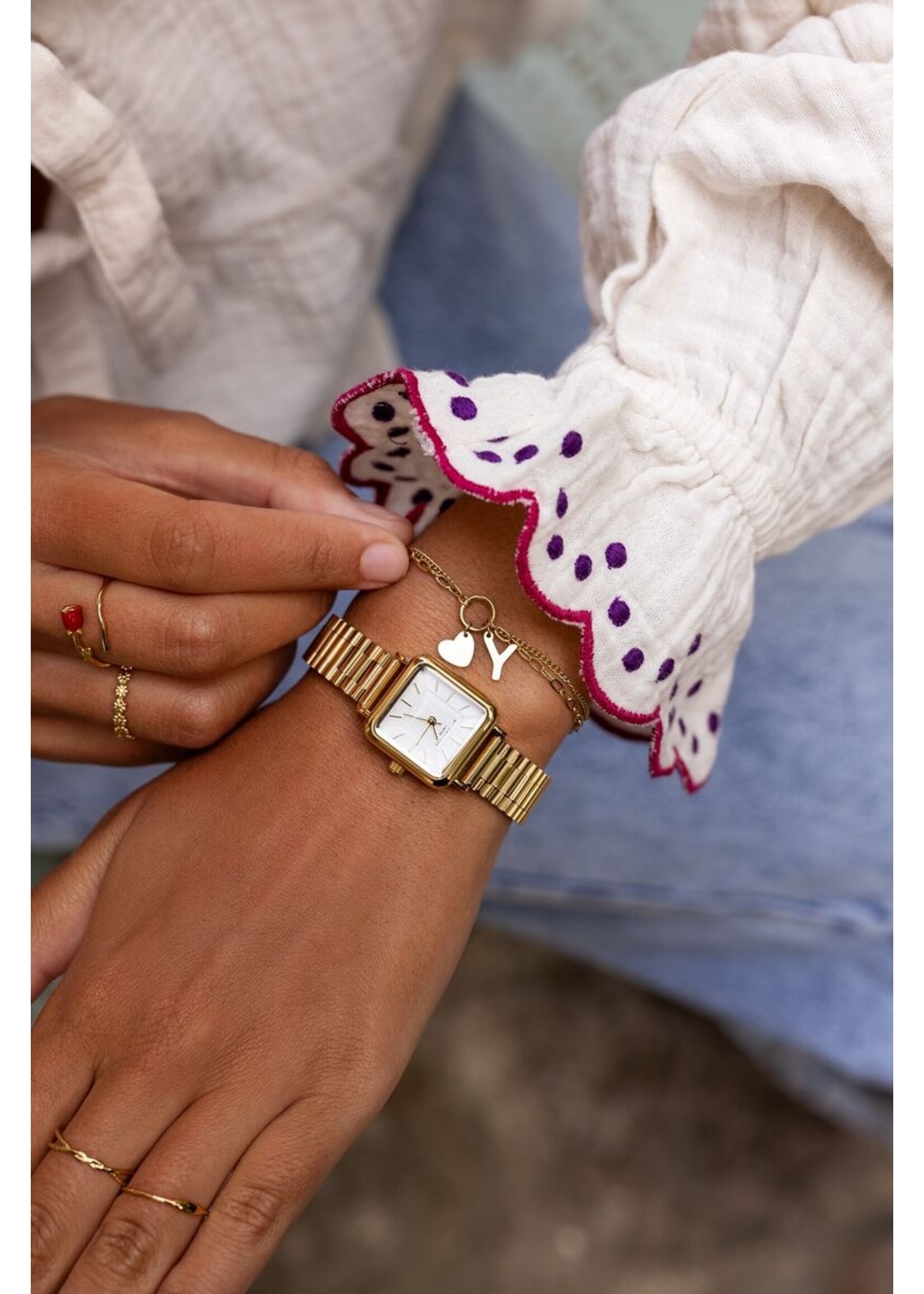 Bracelet double chain initial