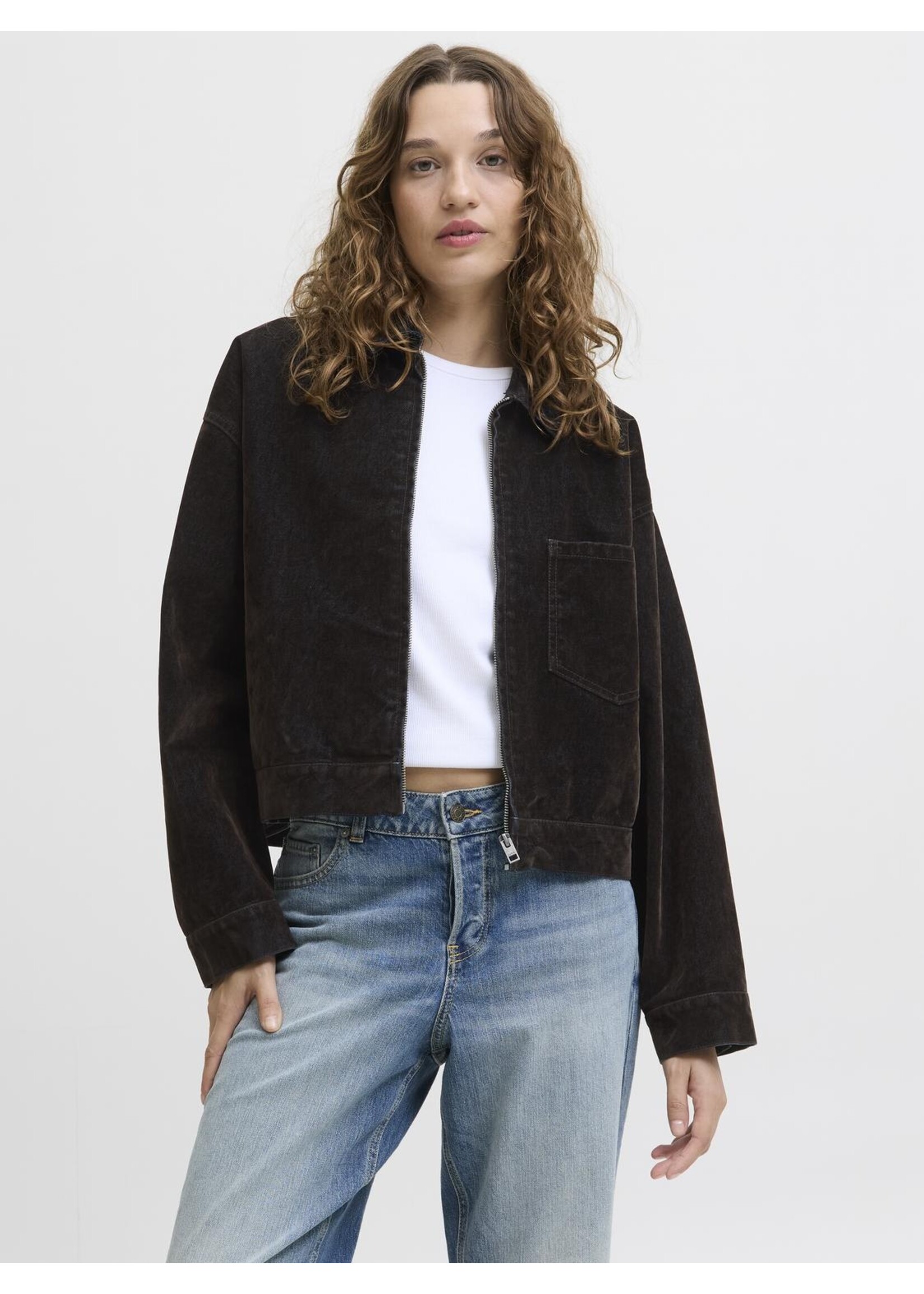 JXMIA FLOCK LS DENIM JACKET DNM