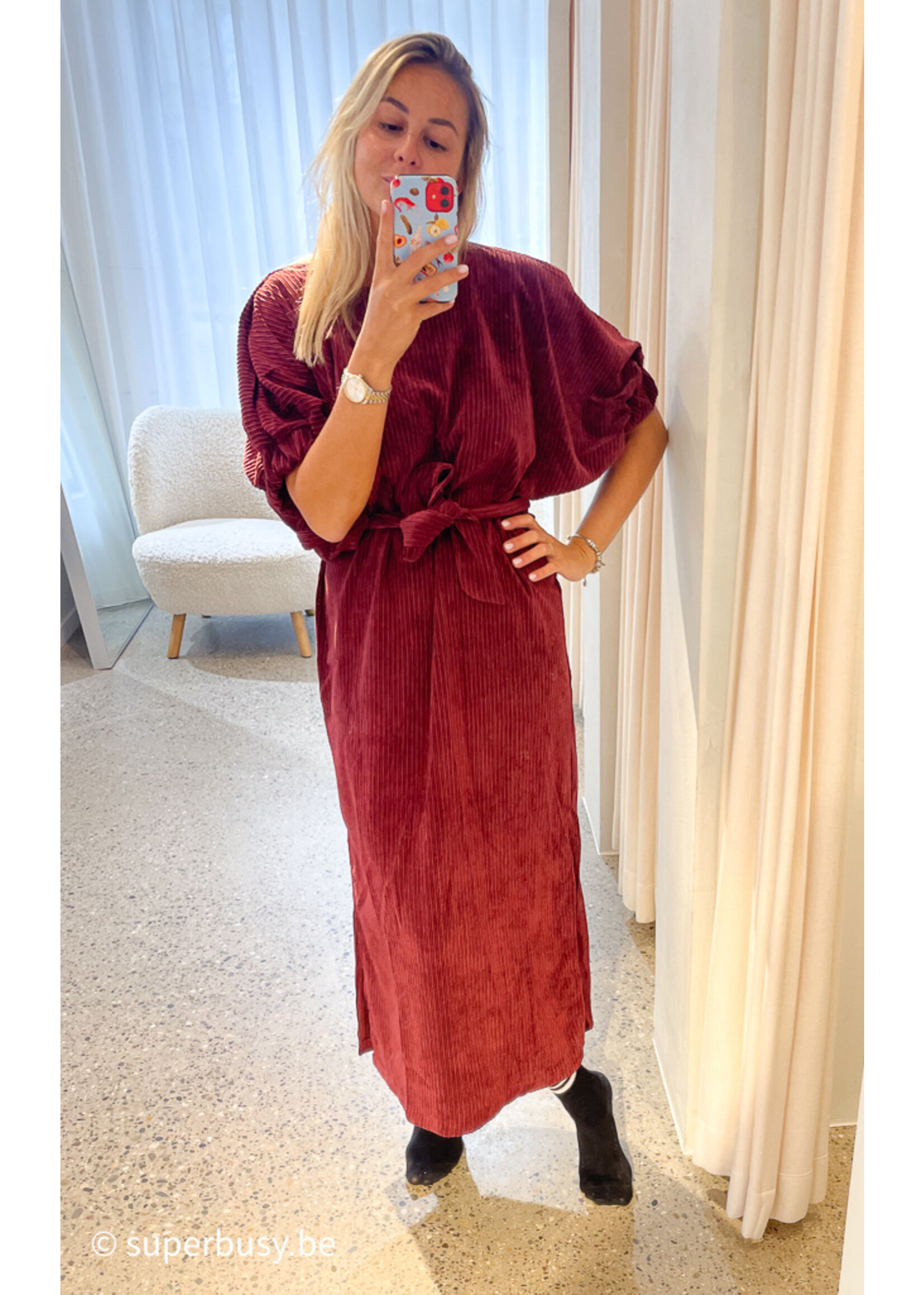 DRESS MONICA CORDUROY BORDEAUX