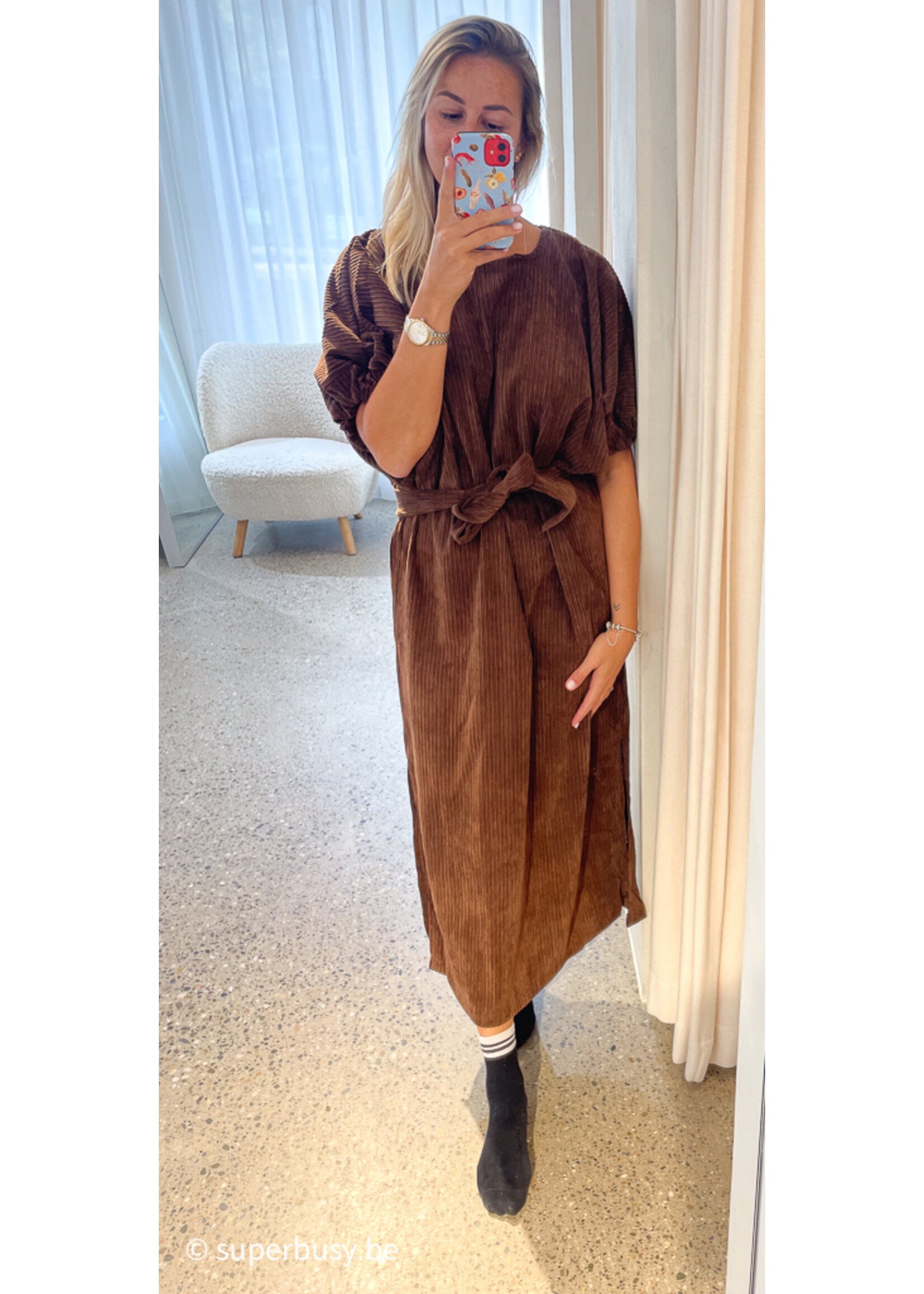 DRESS MONICA CORDUROY BROWN