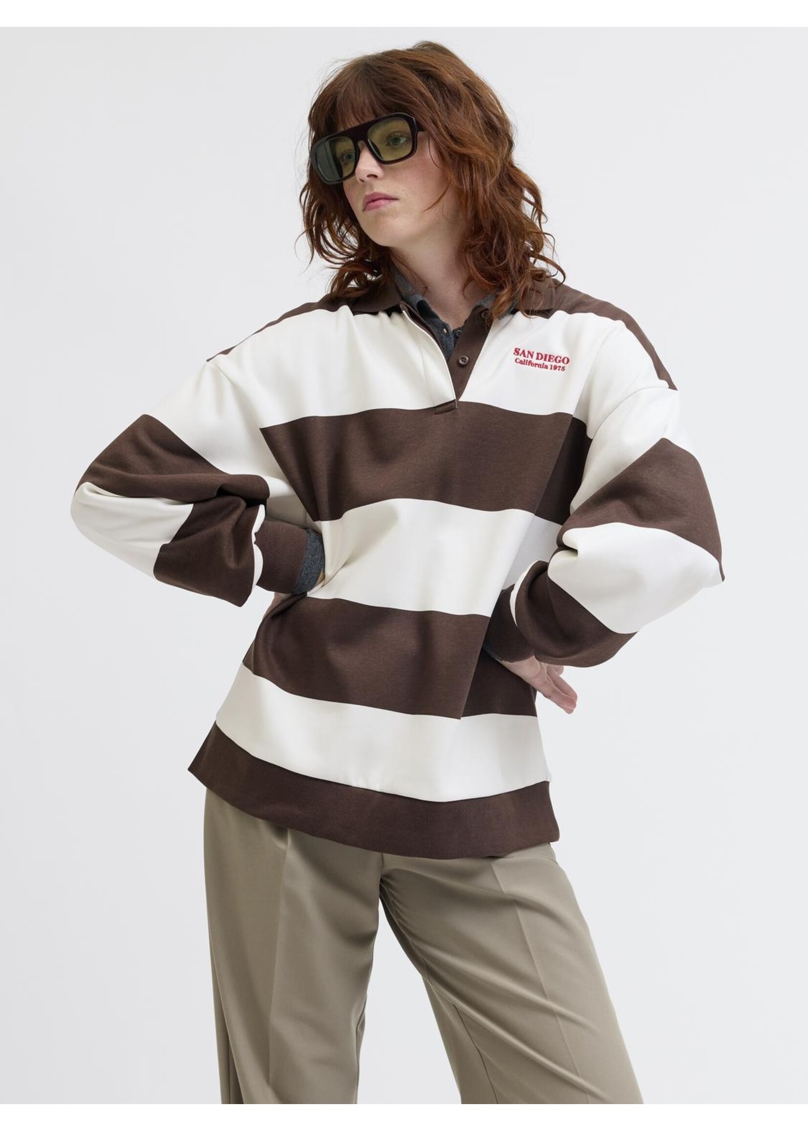 JXPALOMA LOOSE LS STRIPE POLO SWT