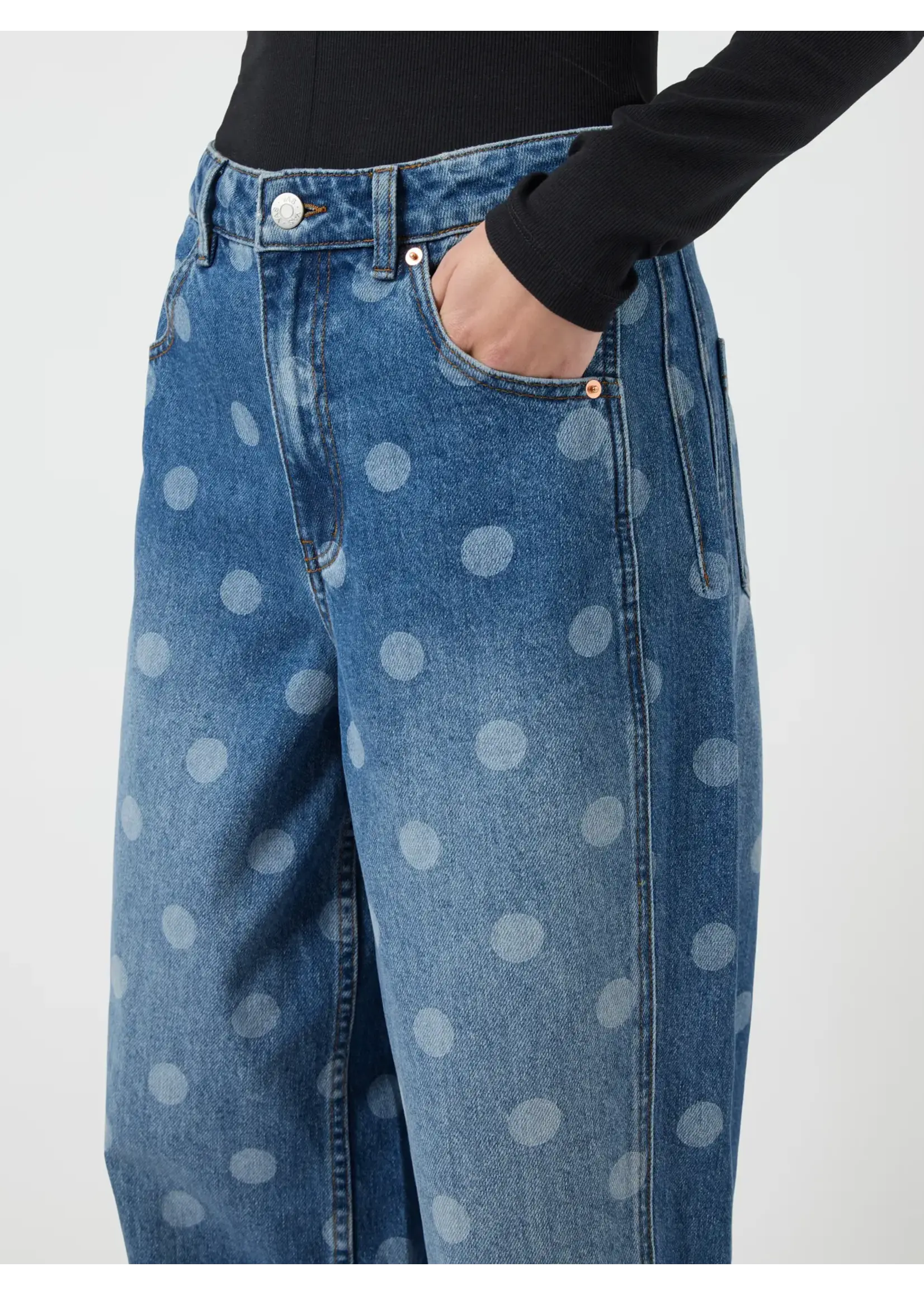 YASLUA HW BARREL ANKLE JEANS