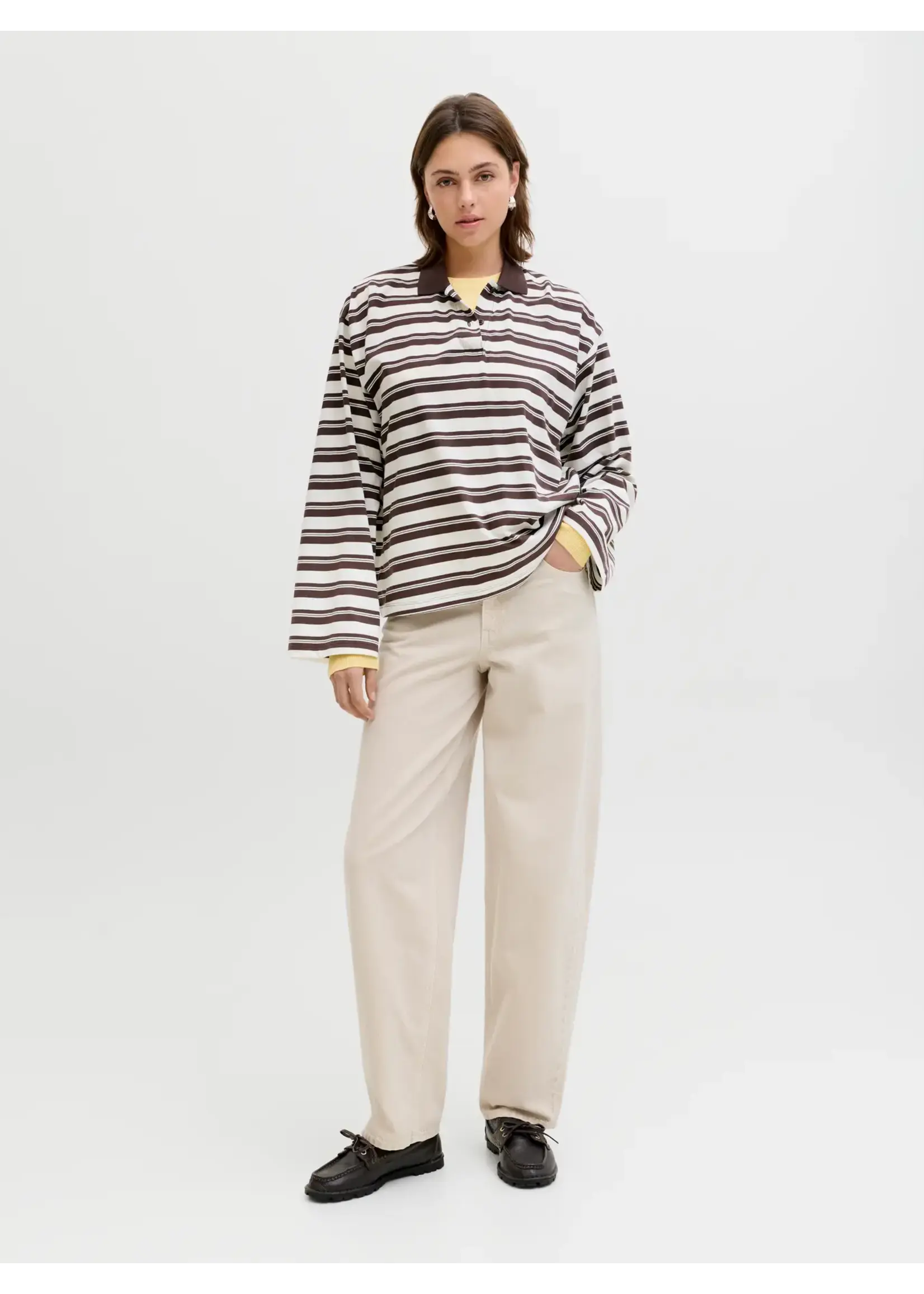 JXVILMA LS STRIPE POLO JRS BROWN