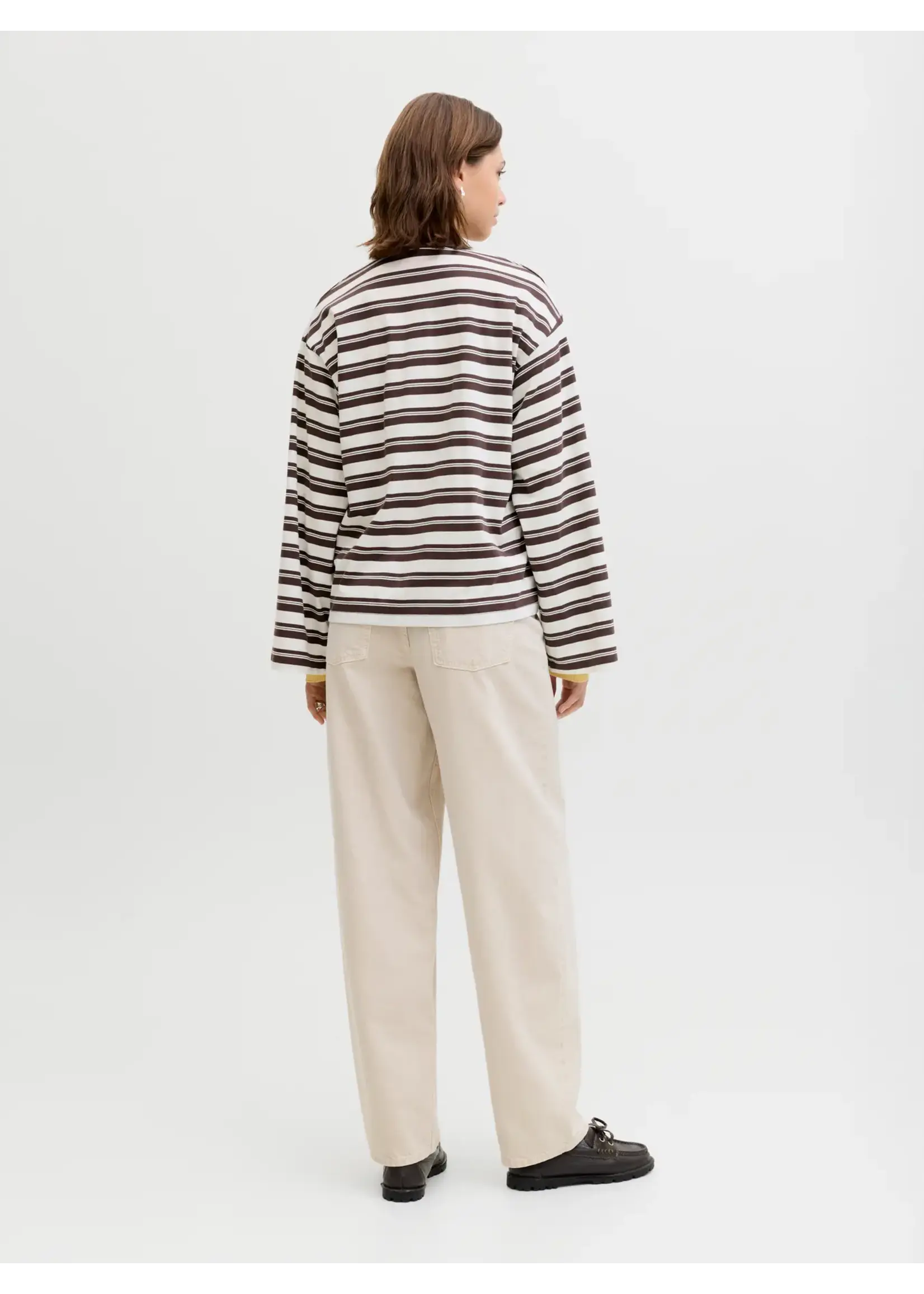 JXVILMA LS STRIPE POLO JRS BROWN