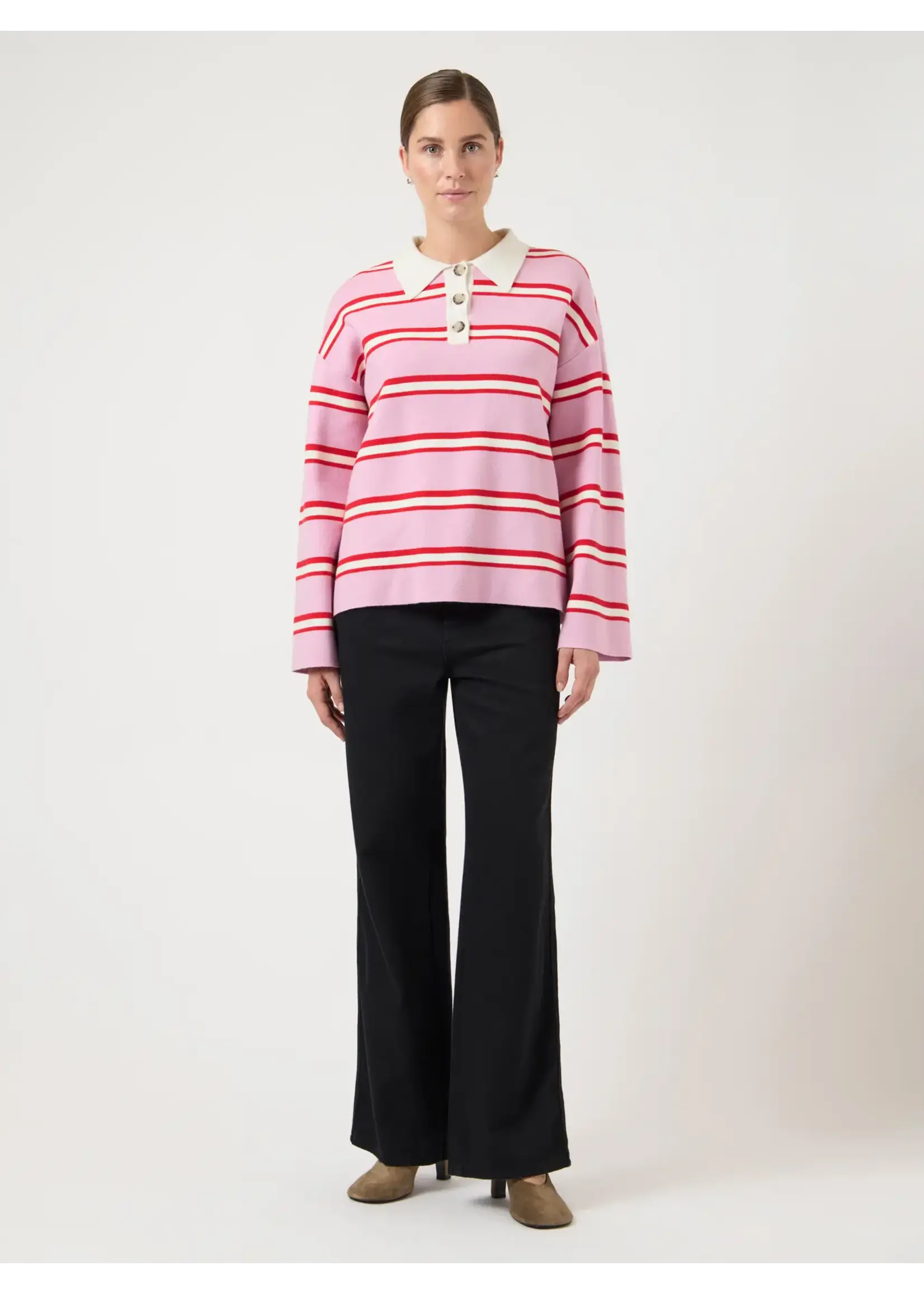 YASISABELL LS POLO KNIT PULLOVER NOOS