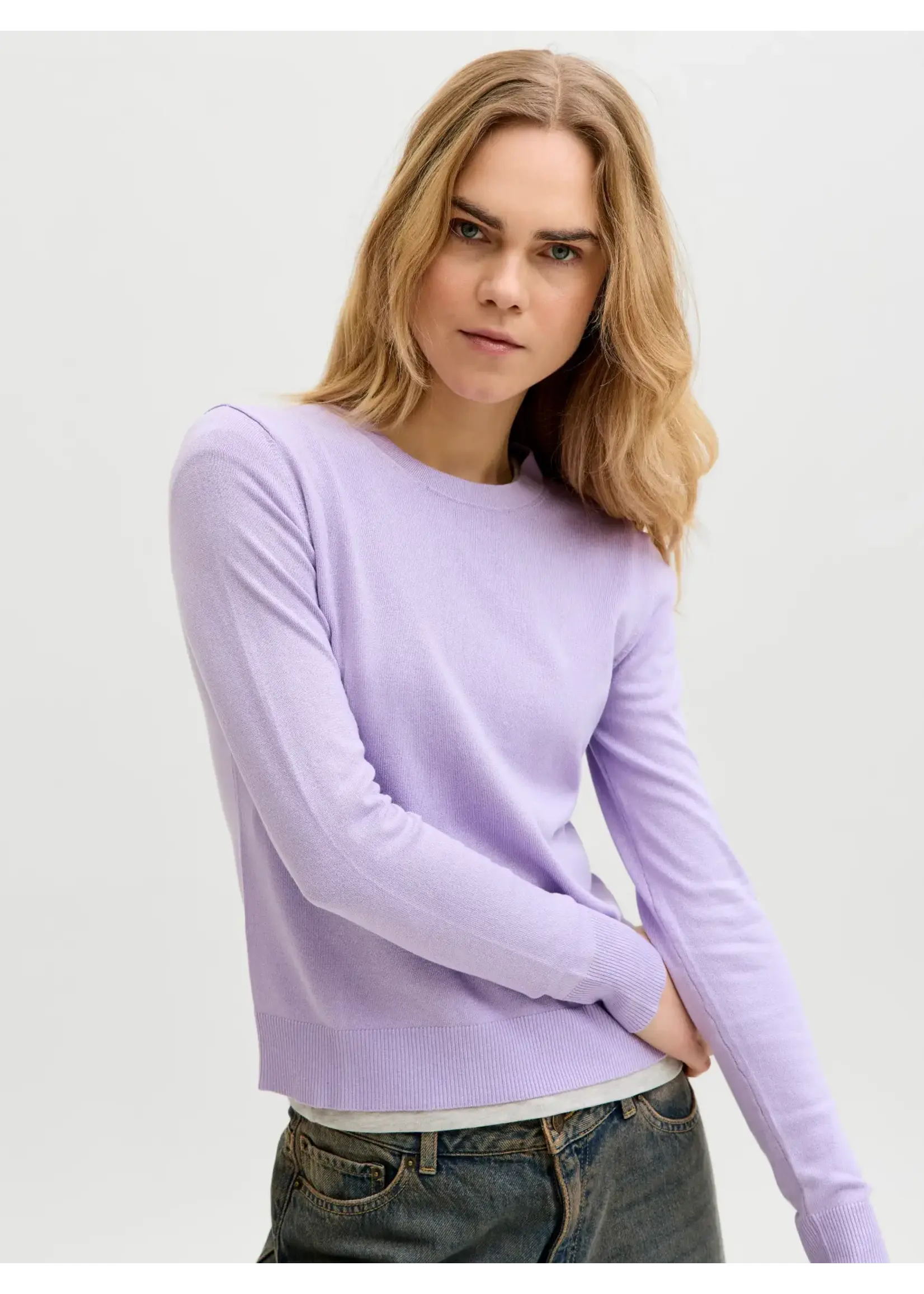 JXCARA COMFY CREW NECK KNIT PULLOVER PURPLE ROSE