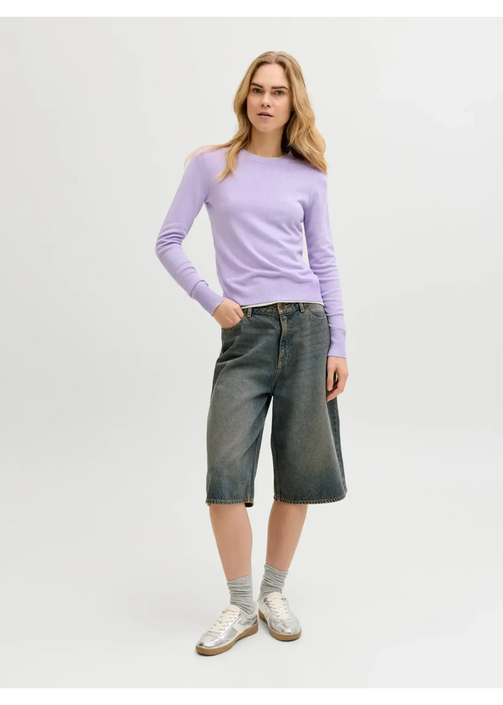 JXCARA COMFY CREW NECK KNIT PULLOVER PURPLE ROSE