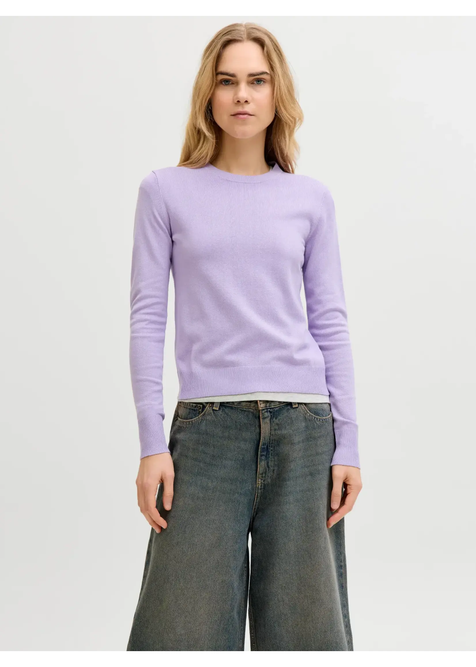 JXCARA COMFY CREW NECK KNIT PULLOVER PURPLE ROSE