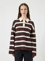 YAS YASISABELL LS POLO KNIT PULLOVER S. NOOS CHOCOLATE