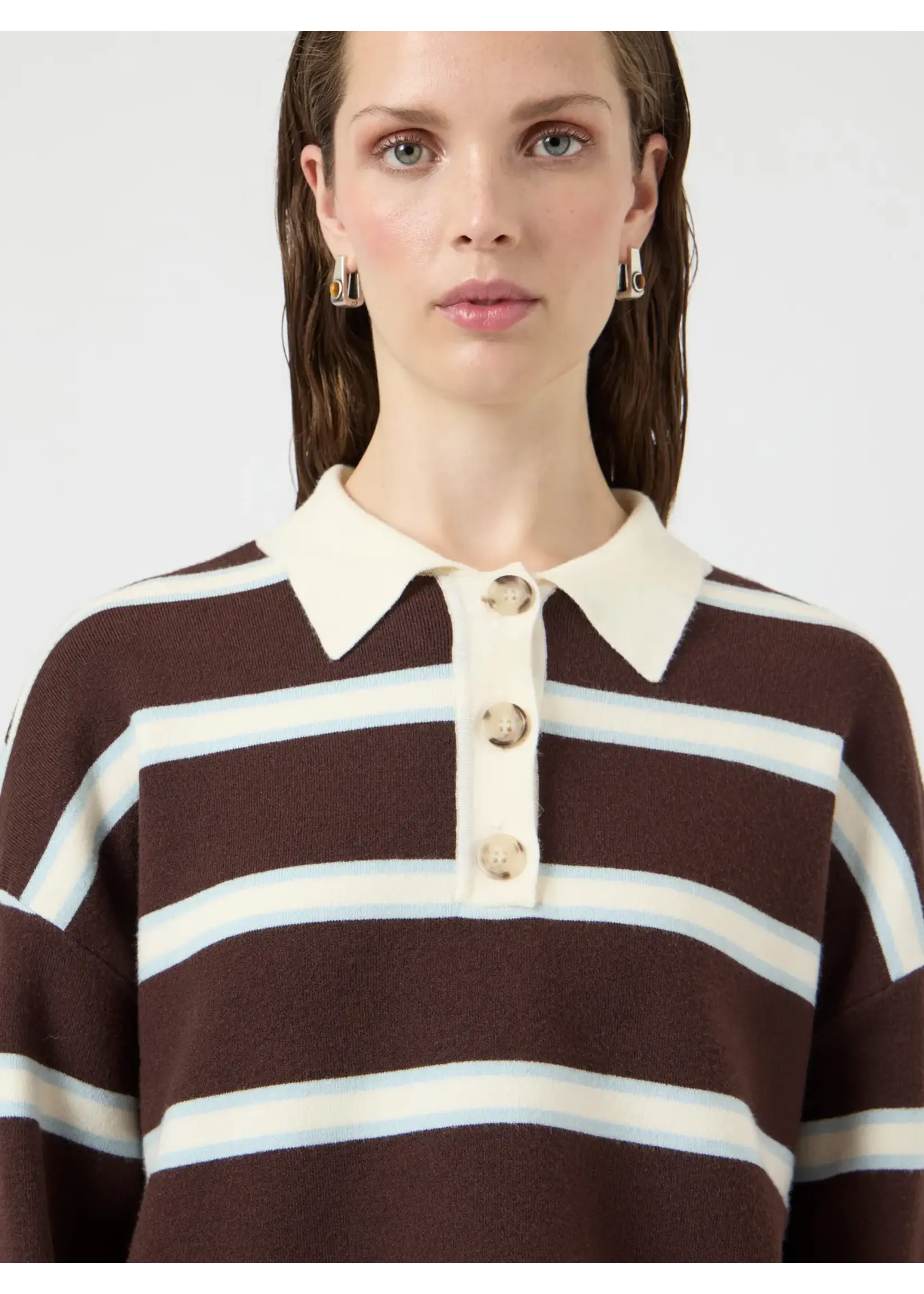 YAS YASISABELL LS POLO KNIT PULLOVER S. NOOS CHOCOLATE