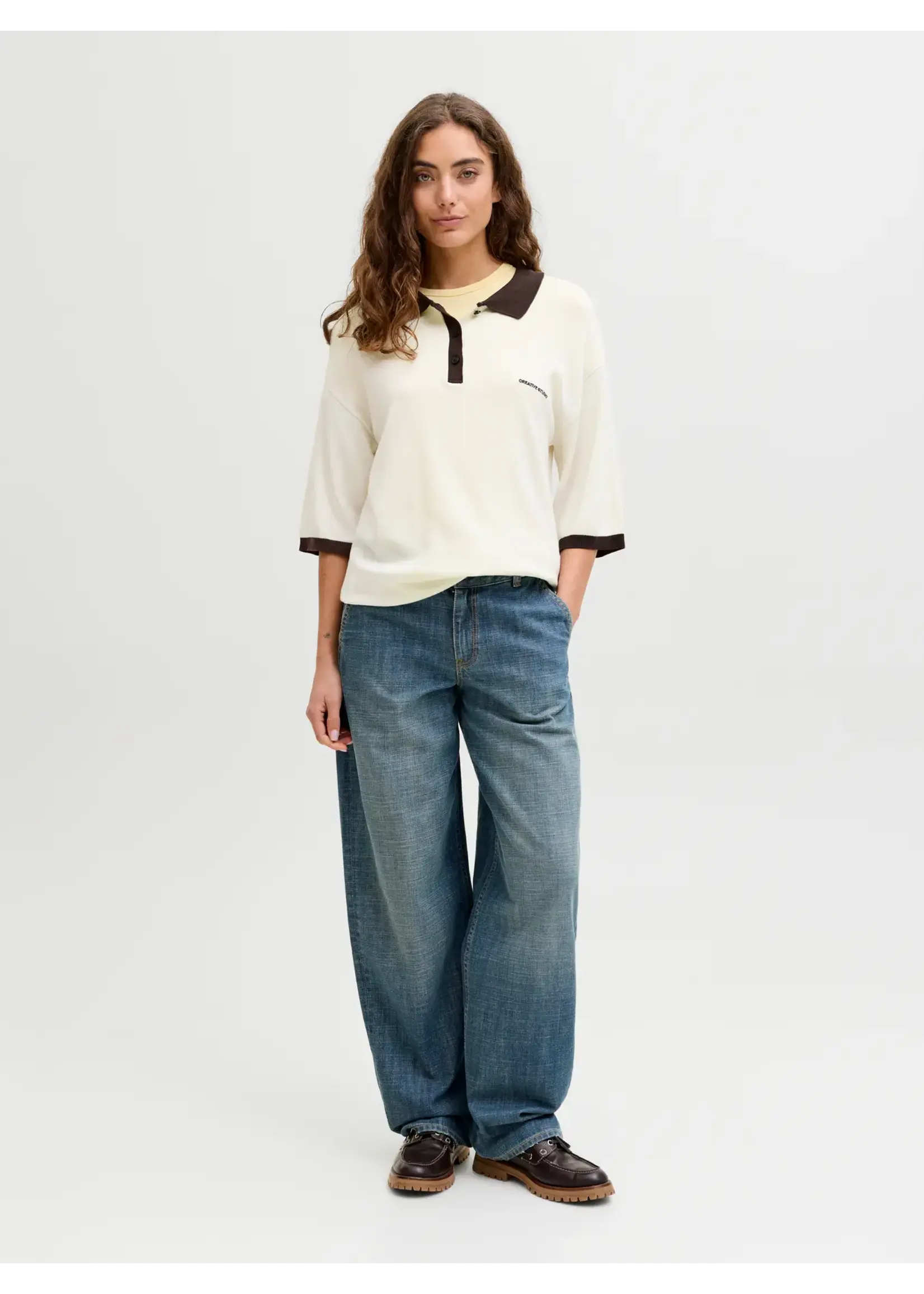 JJXX JXVILDA SS POLO KNIT VANILLA ICE