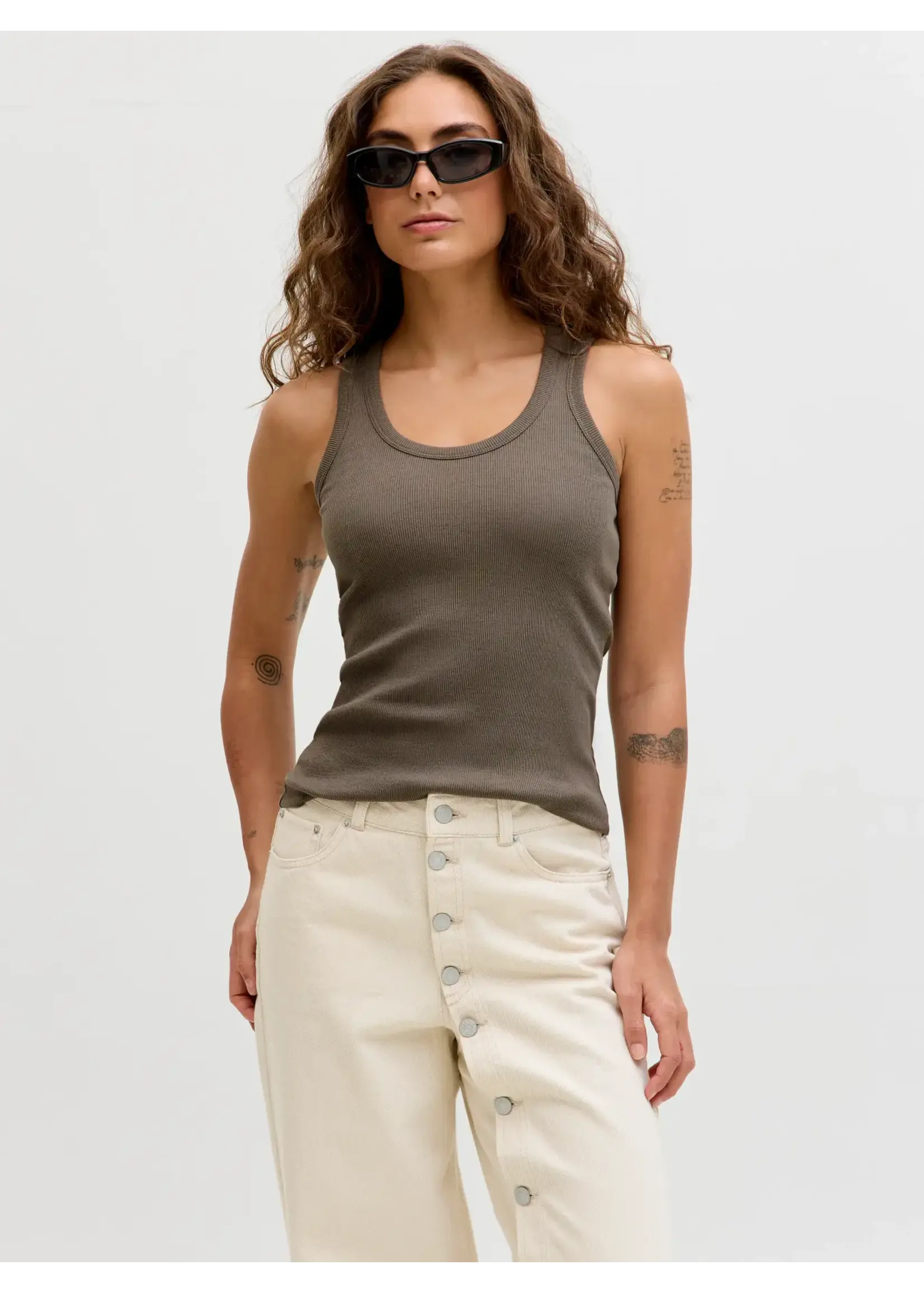 JJXX JXFRIDA SL U-NECK TOP JRS NOOS OATMEEL