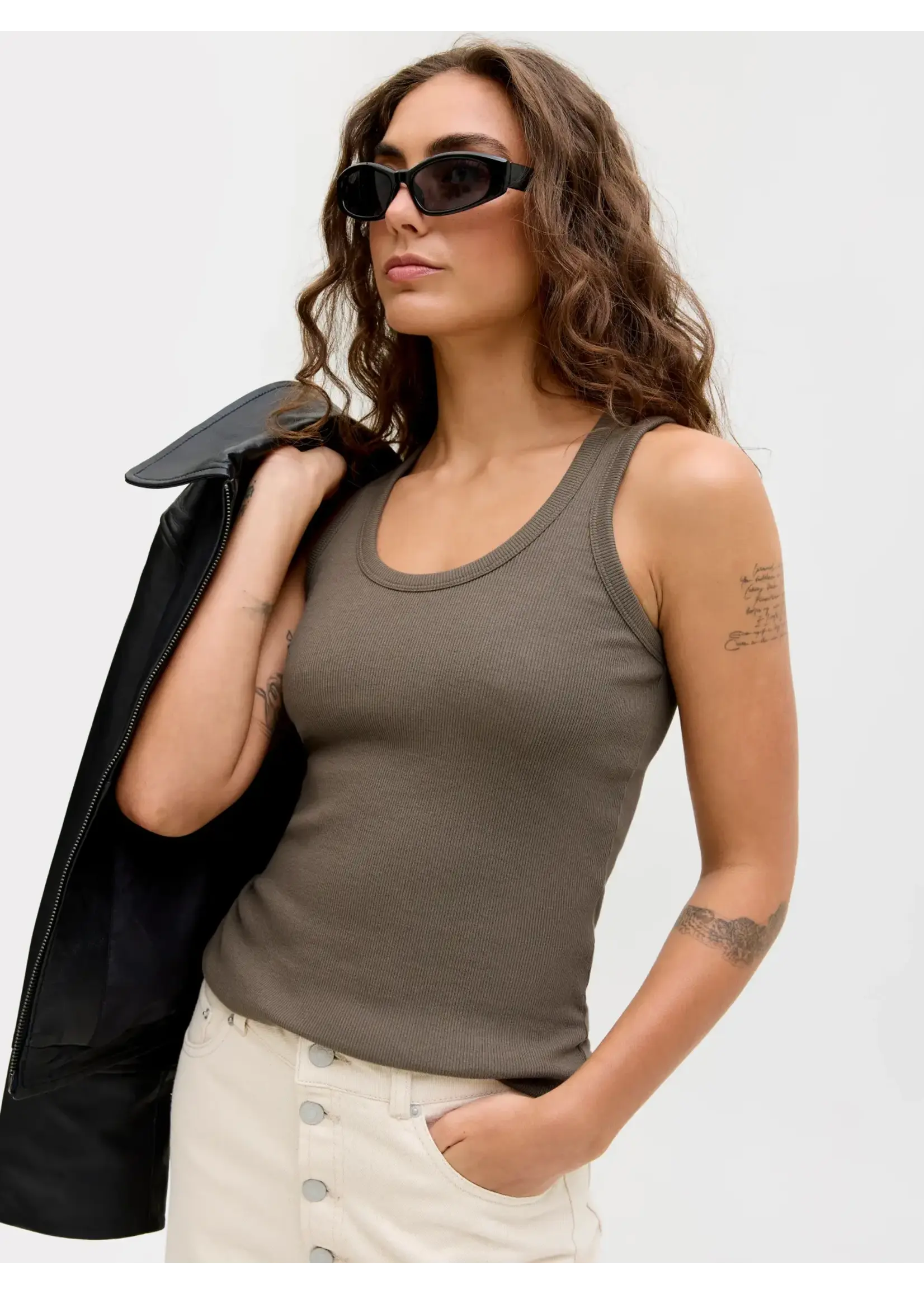 JJXX JXFRIDA SL U-NECK TOP JRS NOOS OATMEEL