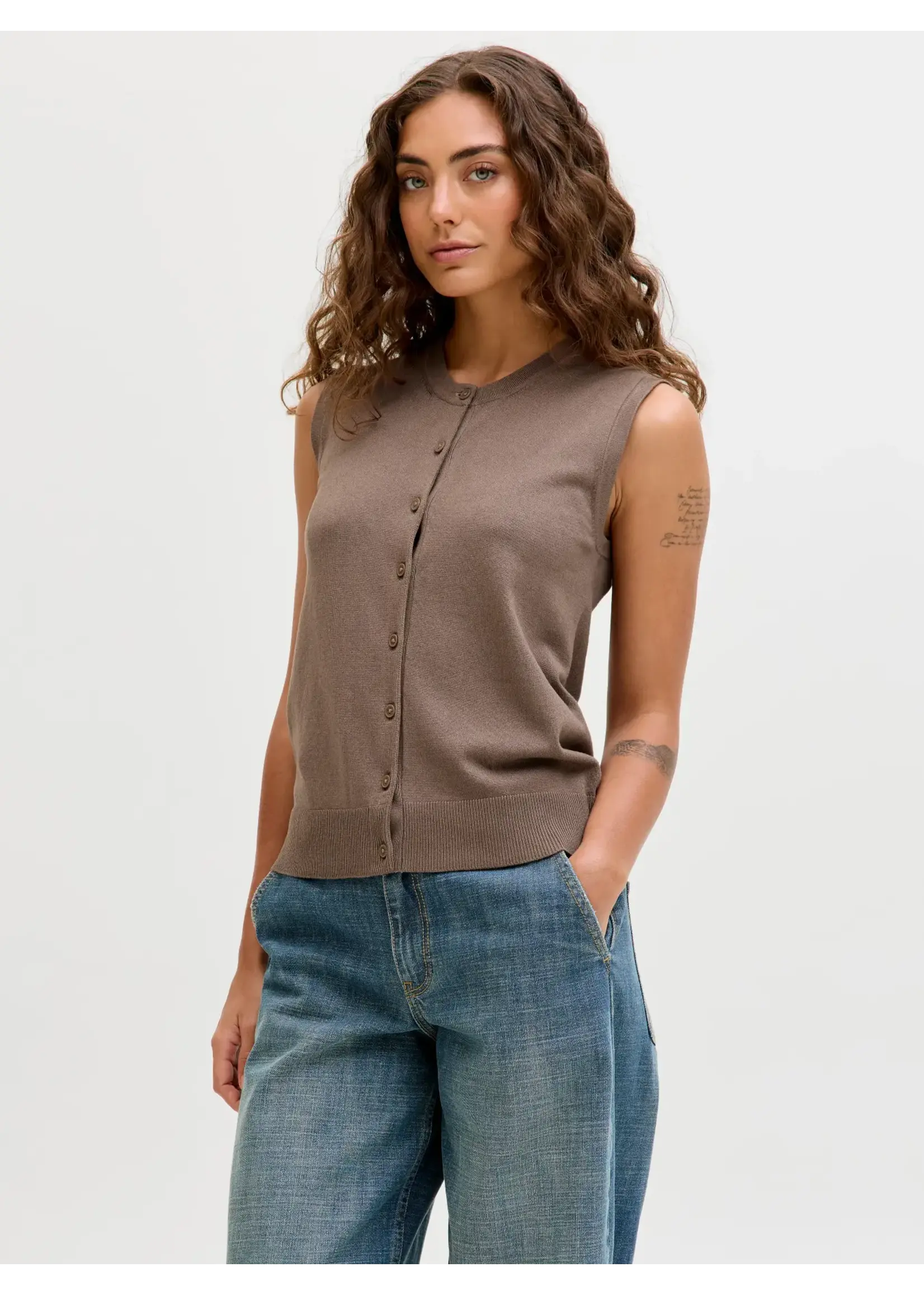 JJXX JXOPHELIA COMFY CARDIGAN VEST KNIT BROWN