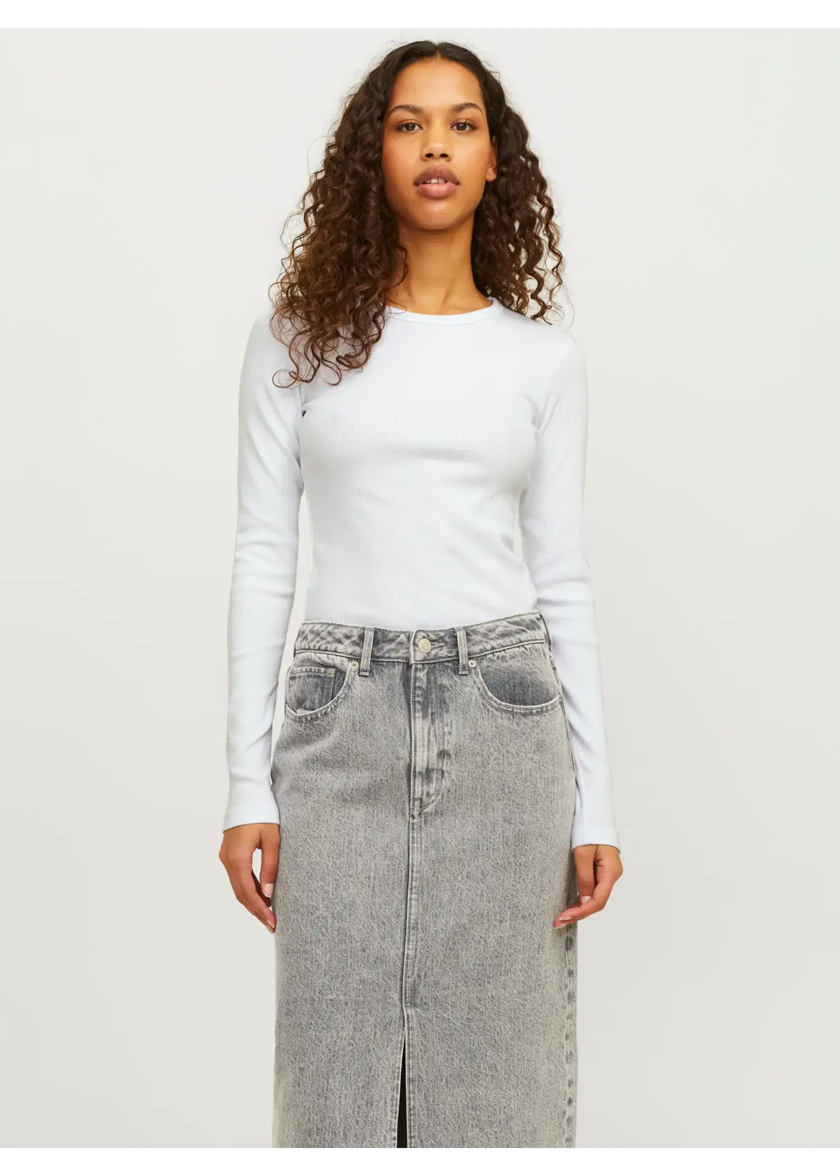 JJXX JXFREYA STR LS RIB TEE JRS NOOS BRIGHT WHITE
