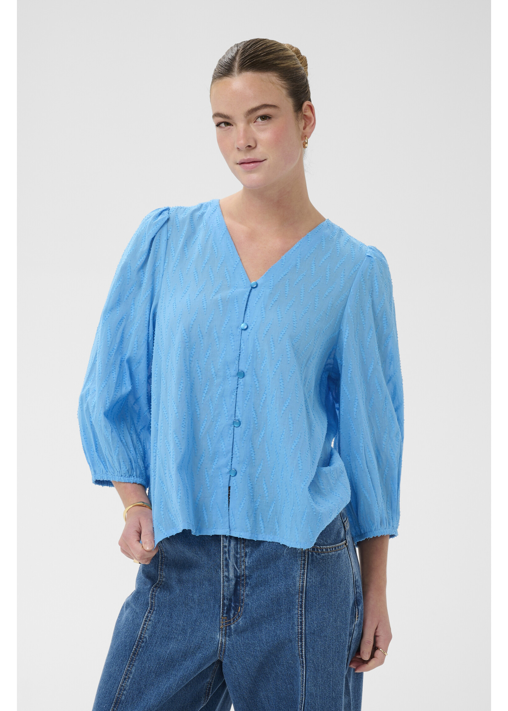 KAFFE KAgabriela v-neck shirt azure