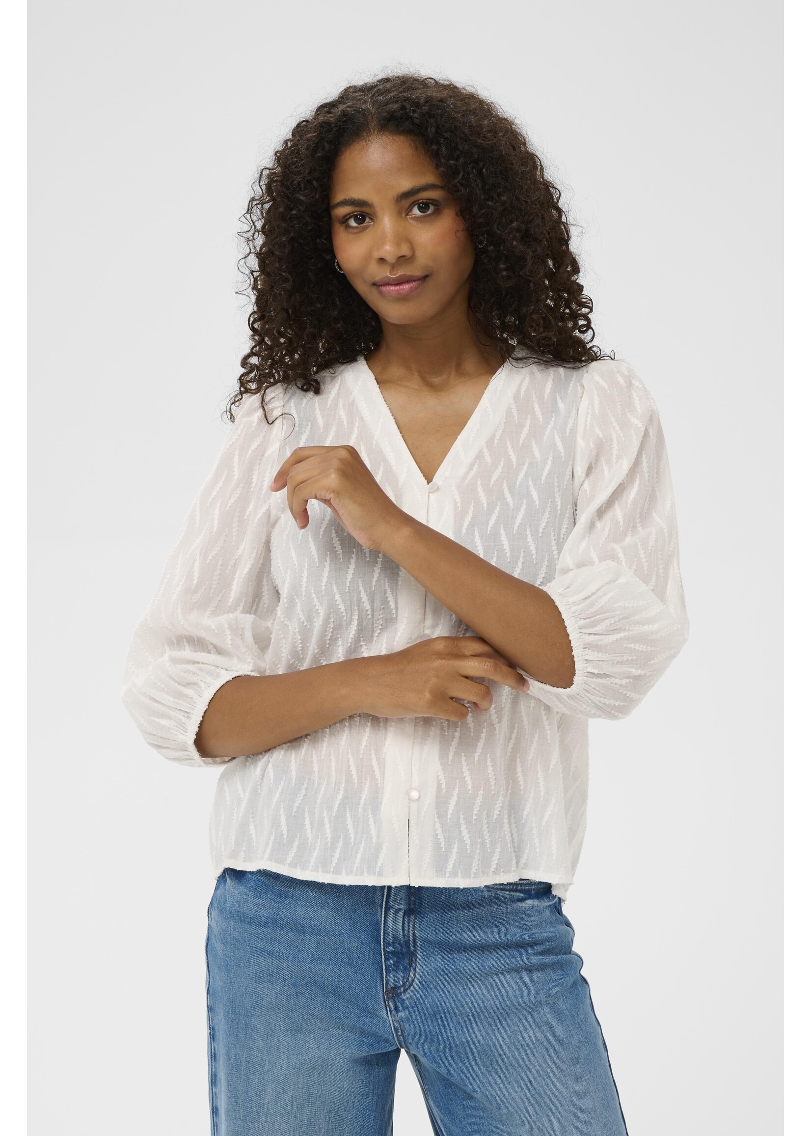 KAFFE KAgabriela v-neck shirt chalk