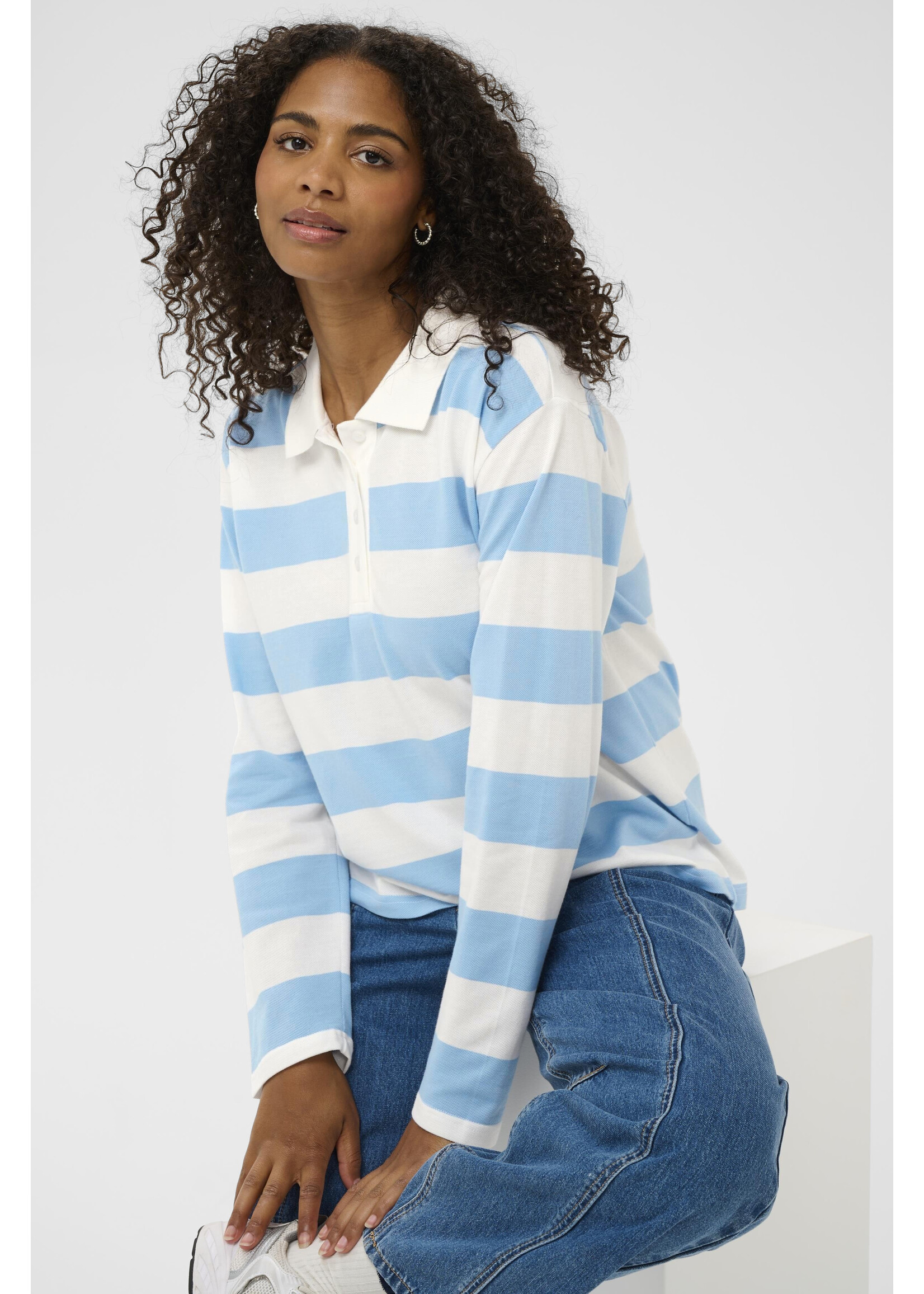 KAFFE KAmiala polo ls t-shirt chalk