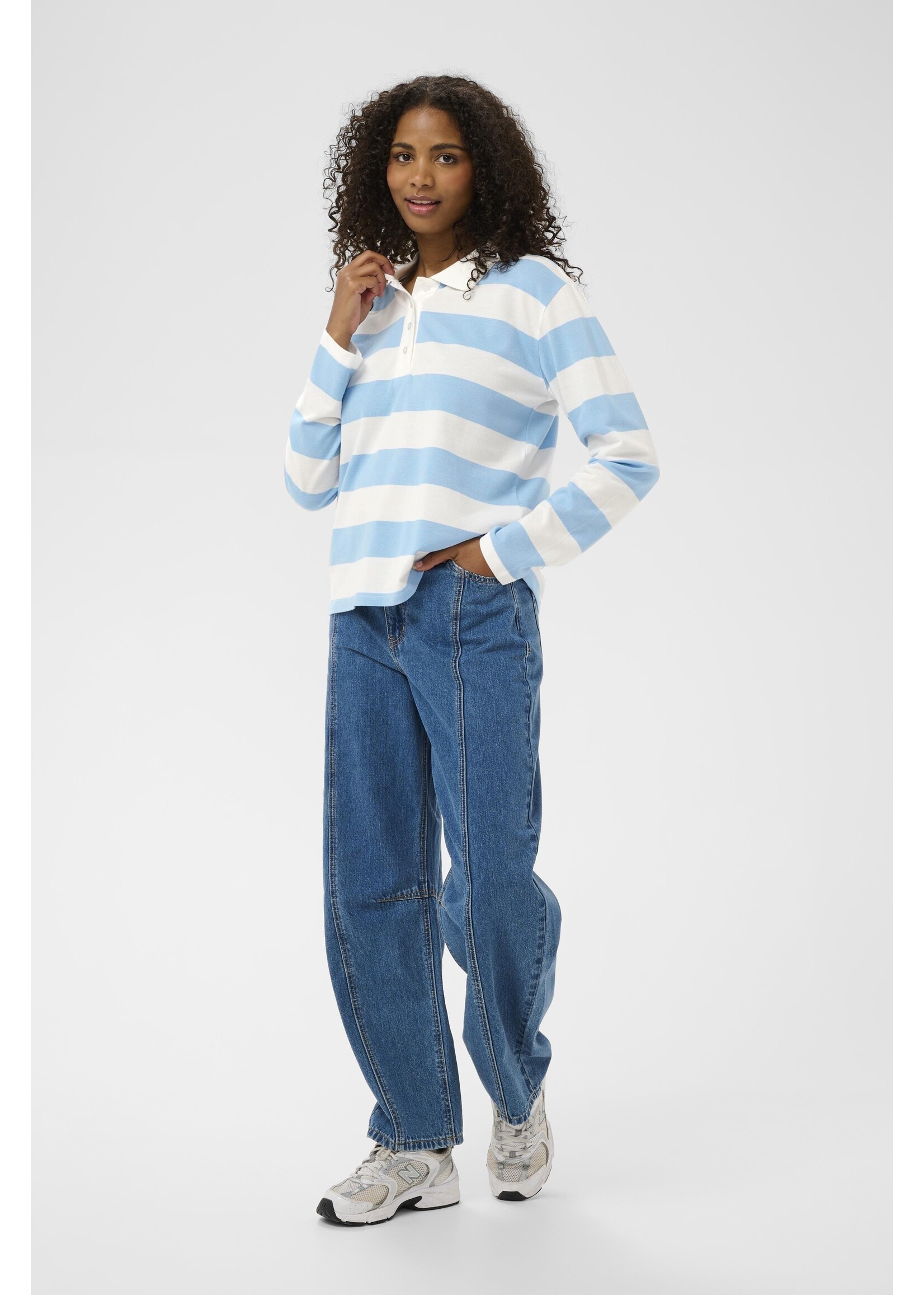 KAFFE KAmiala polo ls t-shirt chalk