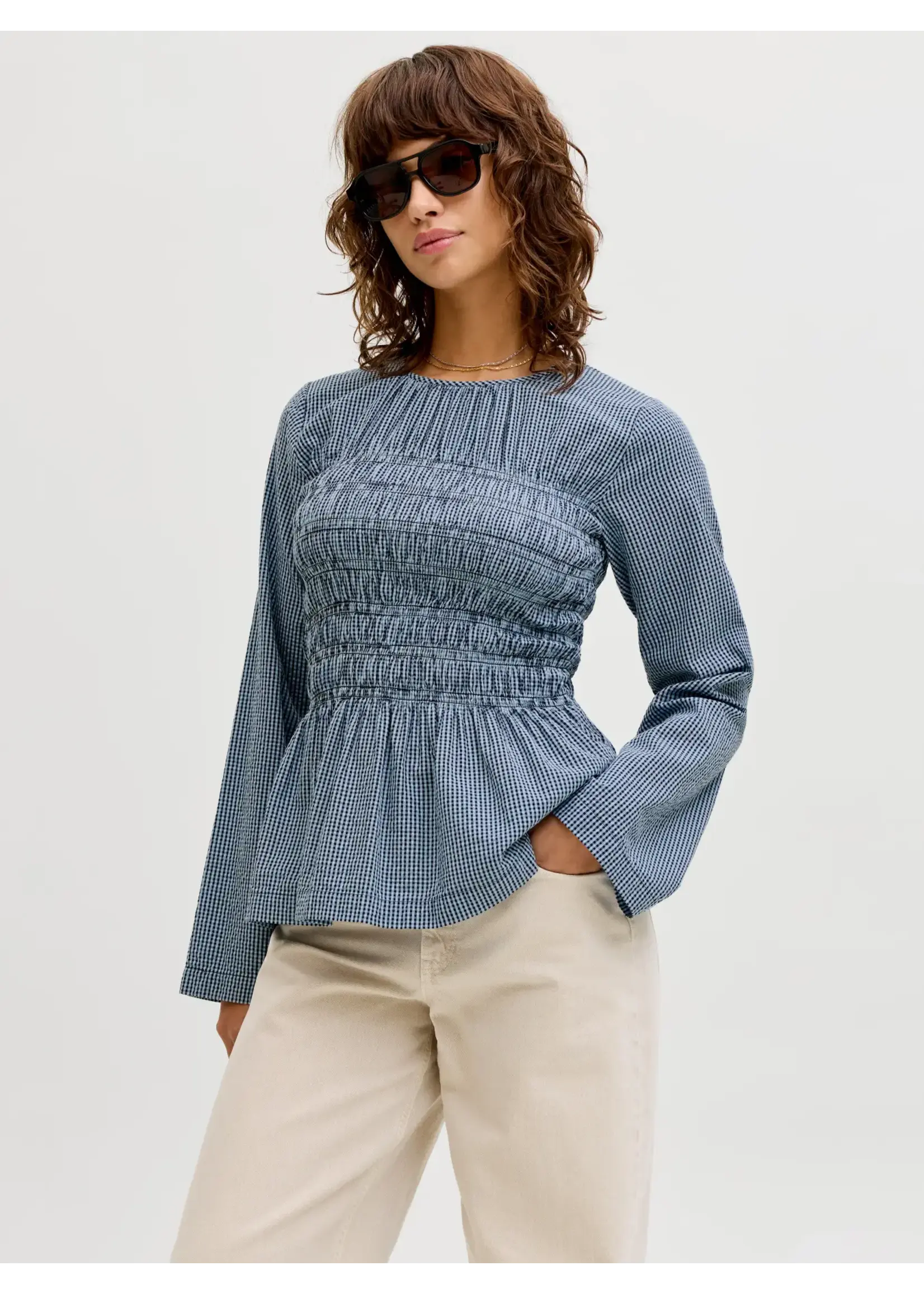 JJXX JXLINA SEERSUCKER LS SMOKE BLOUSE WVN