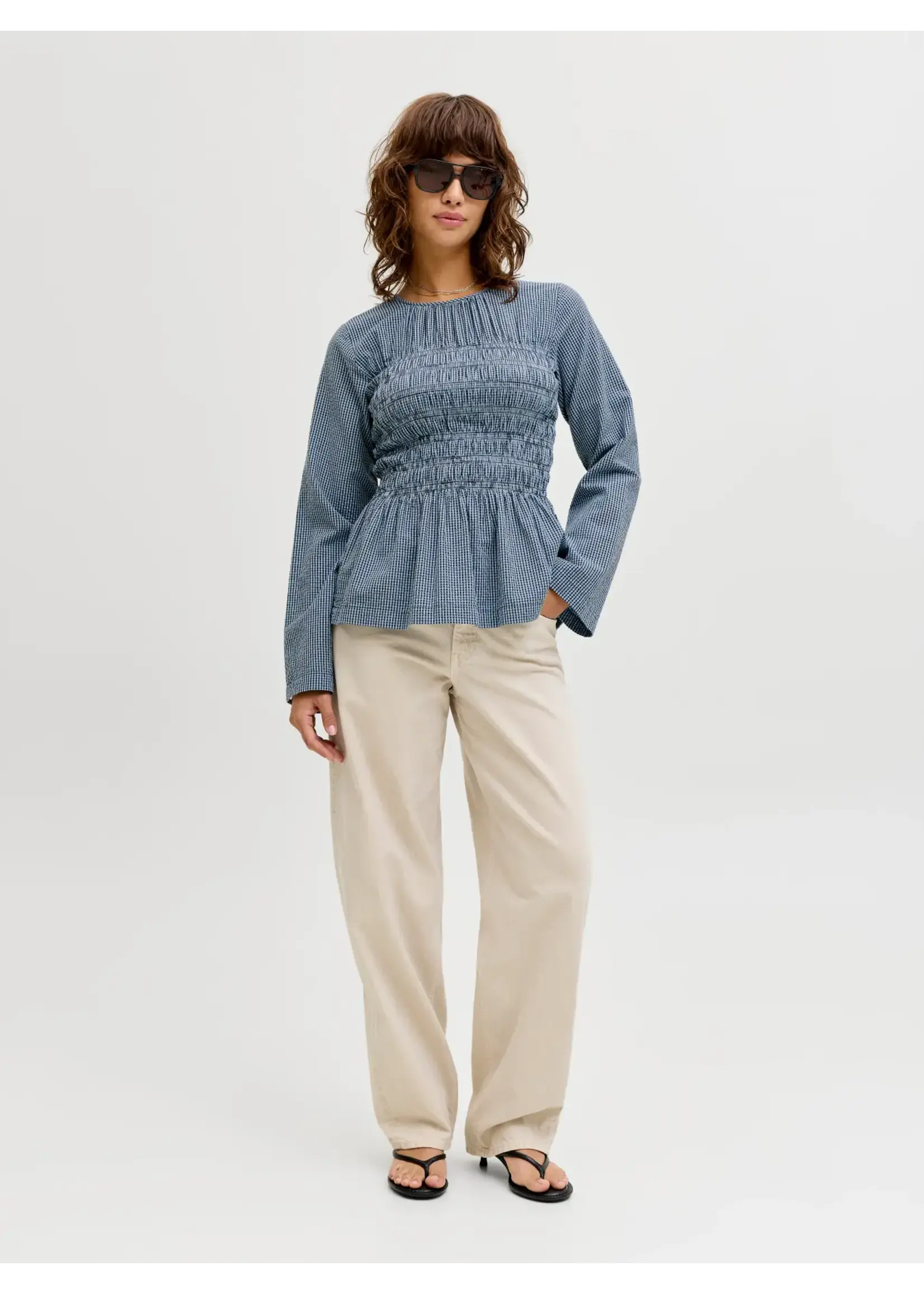 JJXX JXLINA SEERSUCKER LS SMOKE BLOUSE WVN