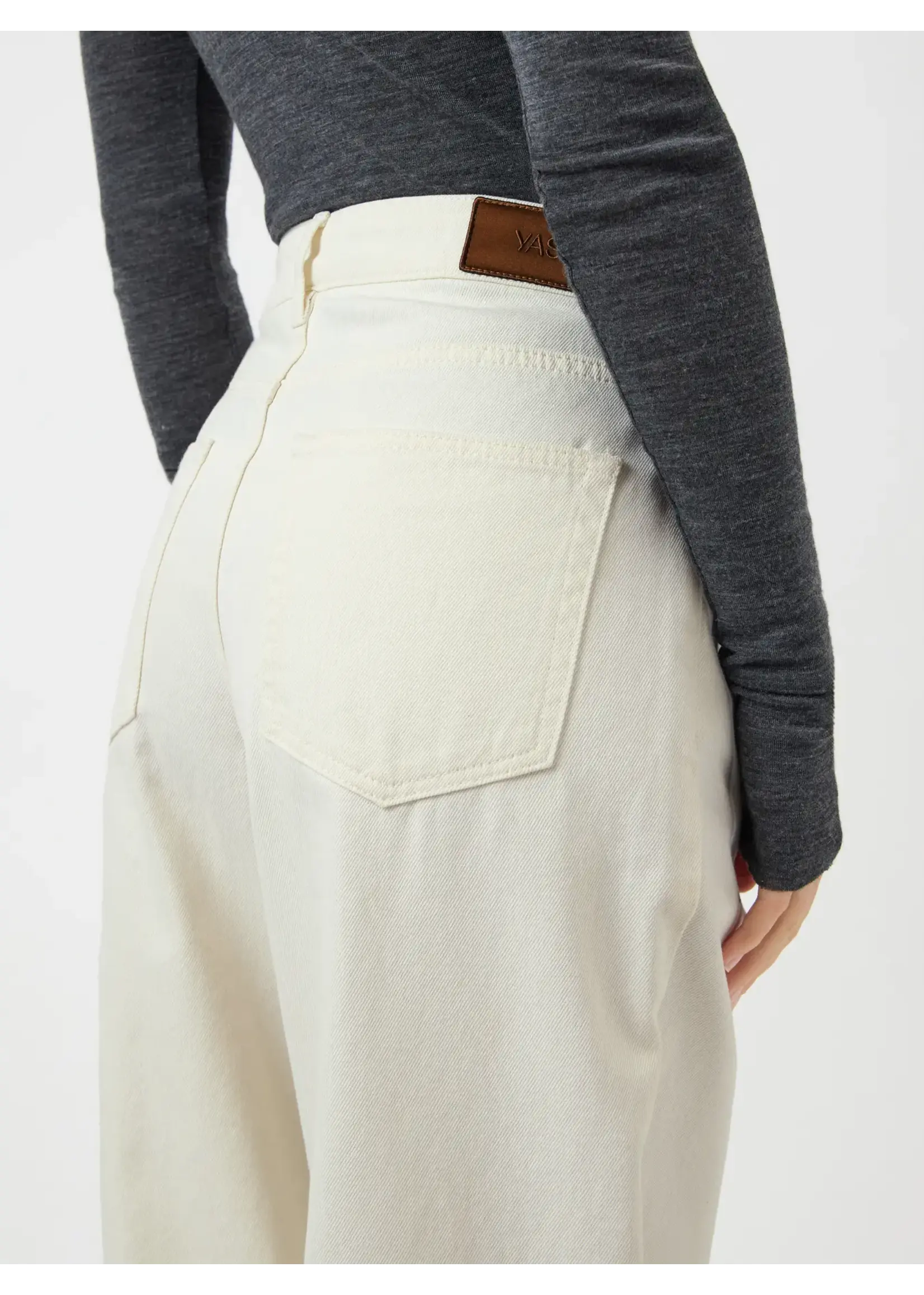 YAS YASLISA MW BARREL ANKLE JEANS WHITE