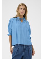 KAFFE KALUFIA FRILL BLOUSE BLUE