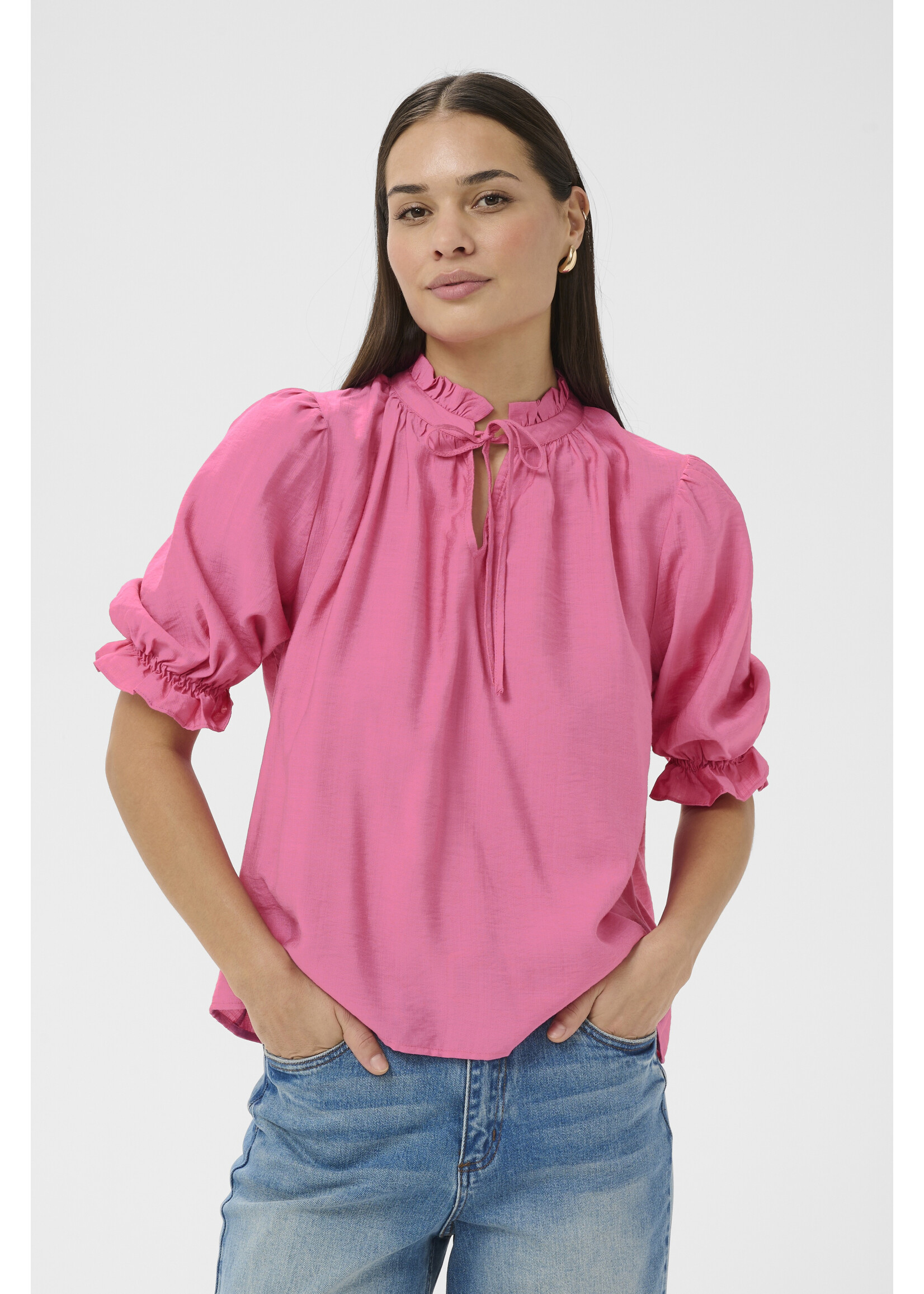 KAFFE KALUFIA FRILL BLOUSE PINK