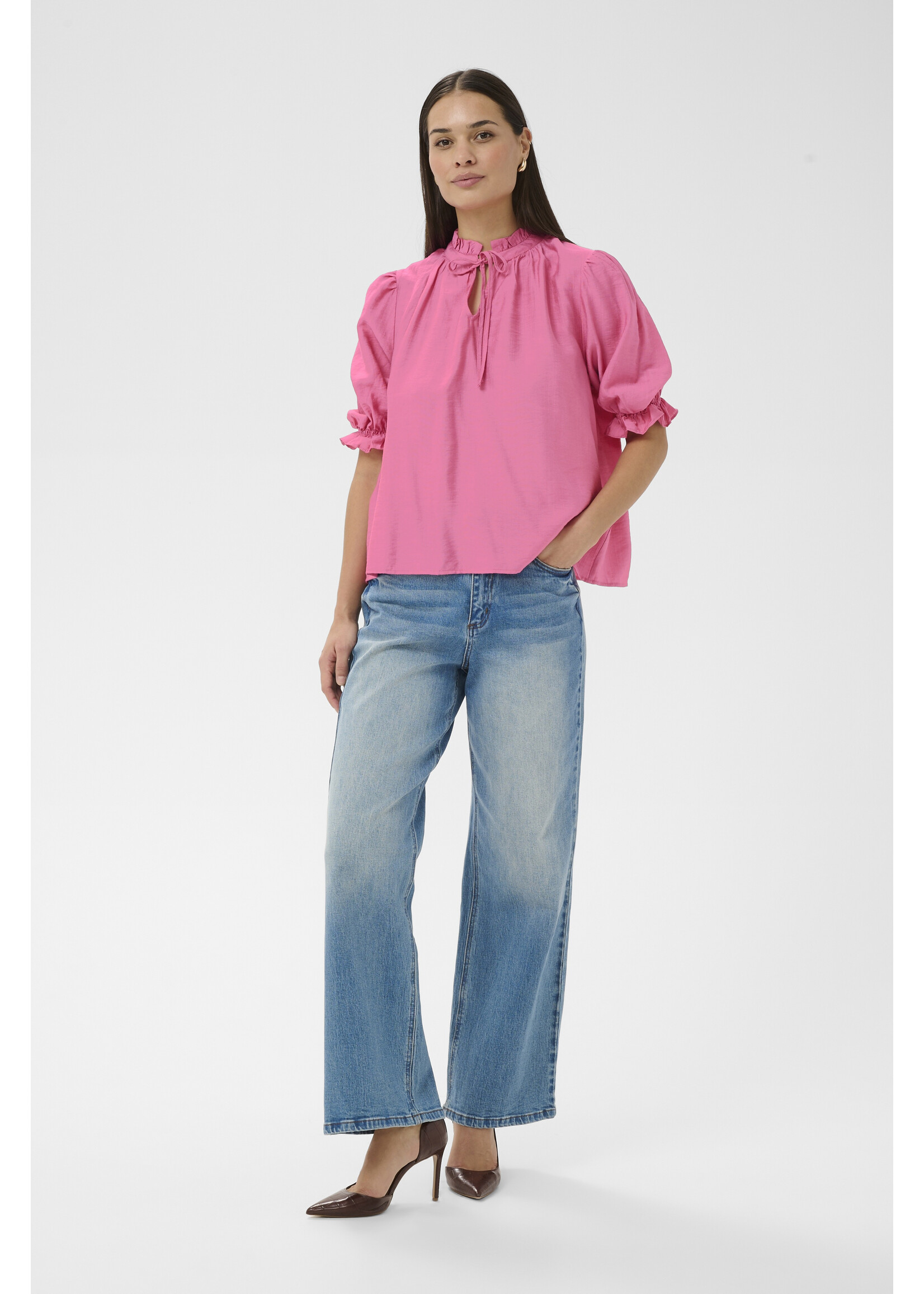 KAFFE KALUFIA FRILL BLOUSE PINK