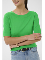 KAFFE KALIZZA BOATNECK SOLID PULLOVER GREEN
