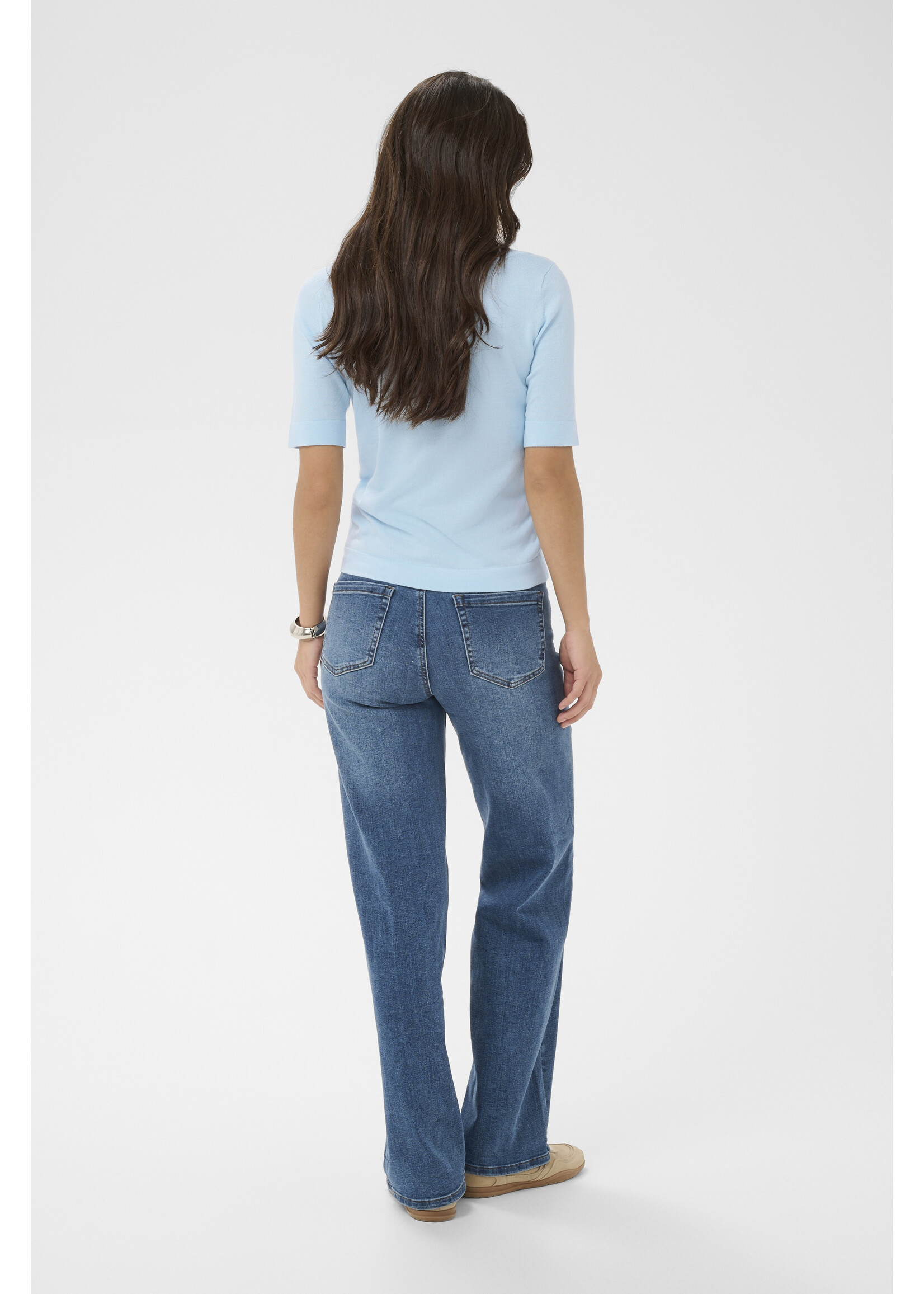 KAFFE KALIZZA BOATNECK SOLID PULLOVER LIGHT BLUE