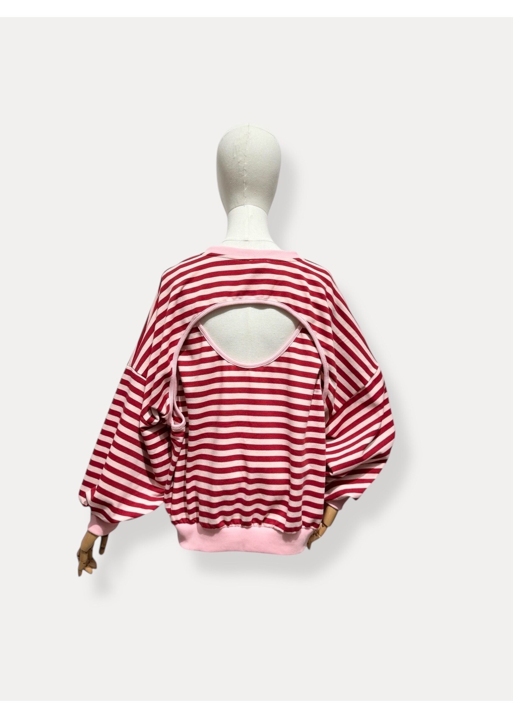 SUPERBUSY SWEATER CUT-OUT BACK STRIPES