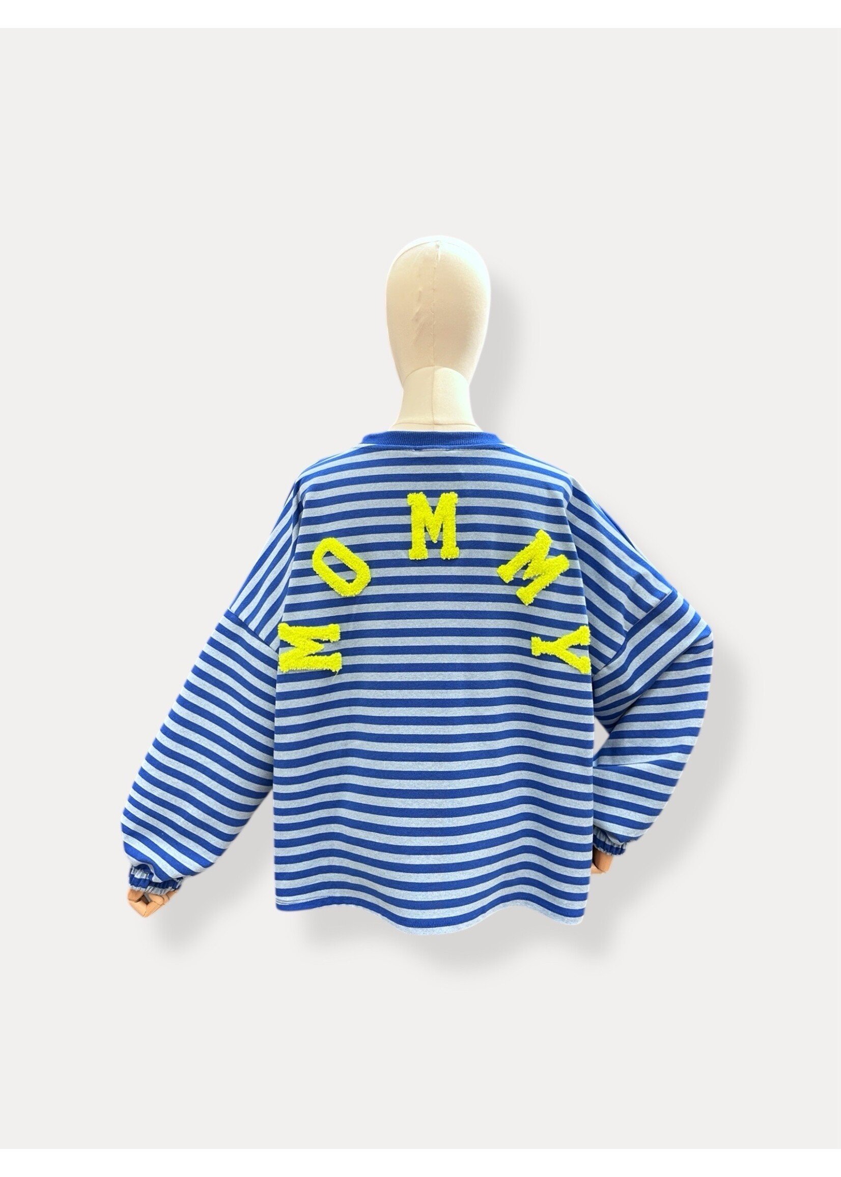 SUPERBUSY NORA SWEATER 'MOMMY' STRIPES BLUE/WHITE