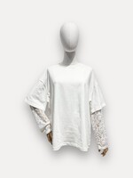 SUPERBUSY T-SHIRT DENTELLE SLEEVE WHITE