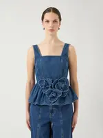 YAS YASELSIE SL PEPLUM DENIM TOP - SHOW