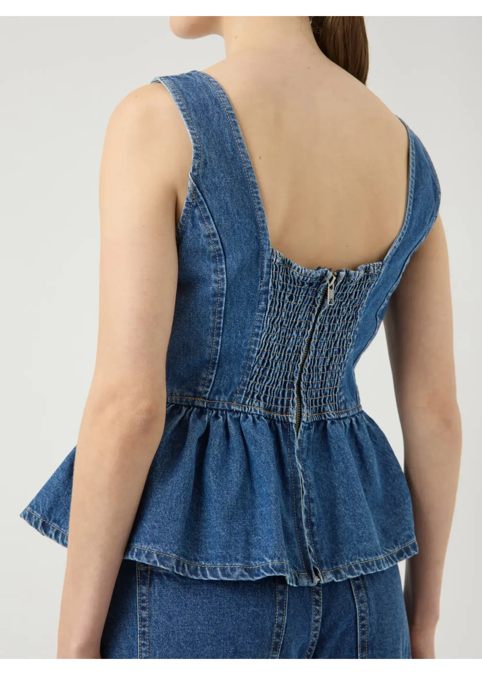 YAS YASELSIE SL PEPLUM DENIM TOP - SHOW
