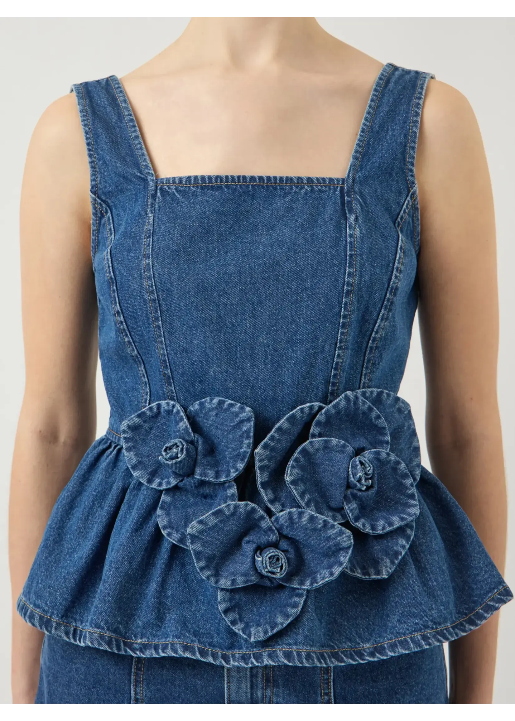 YAS YASELSIE SL PEPLUM DENIM TOP - SHOW