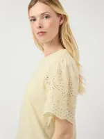 YAS YASLEX SS TOP W. EMB SLEEVES S. ANISE FLOWER