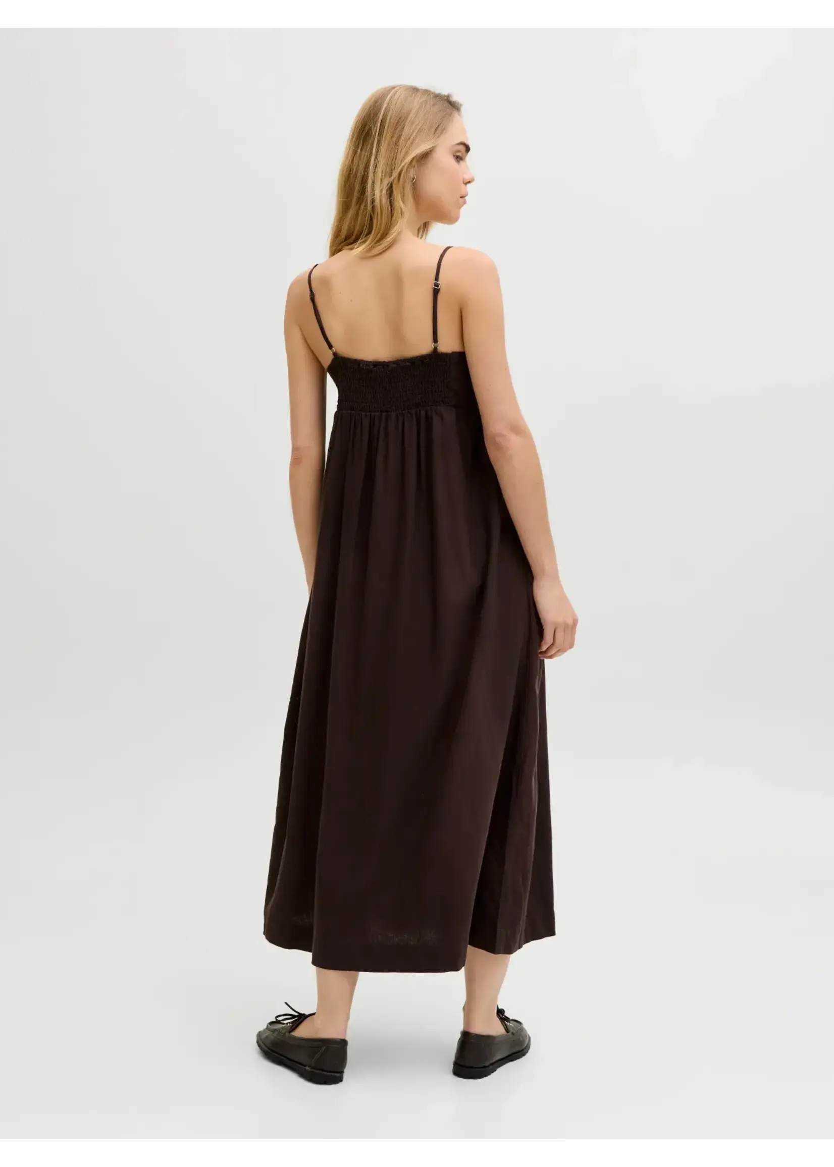 JJXX JXALMIRA LINEN BLEND LONG DRESS WVN SEAL BROWN