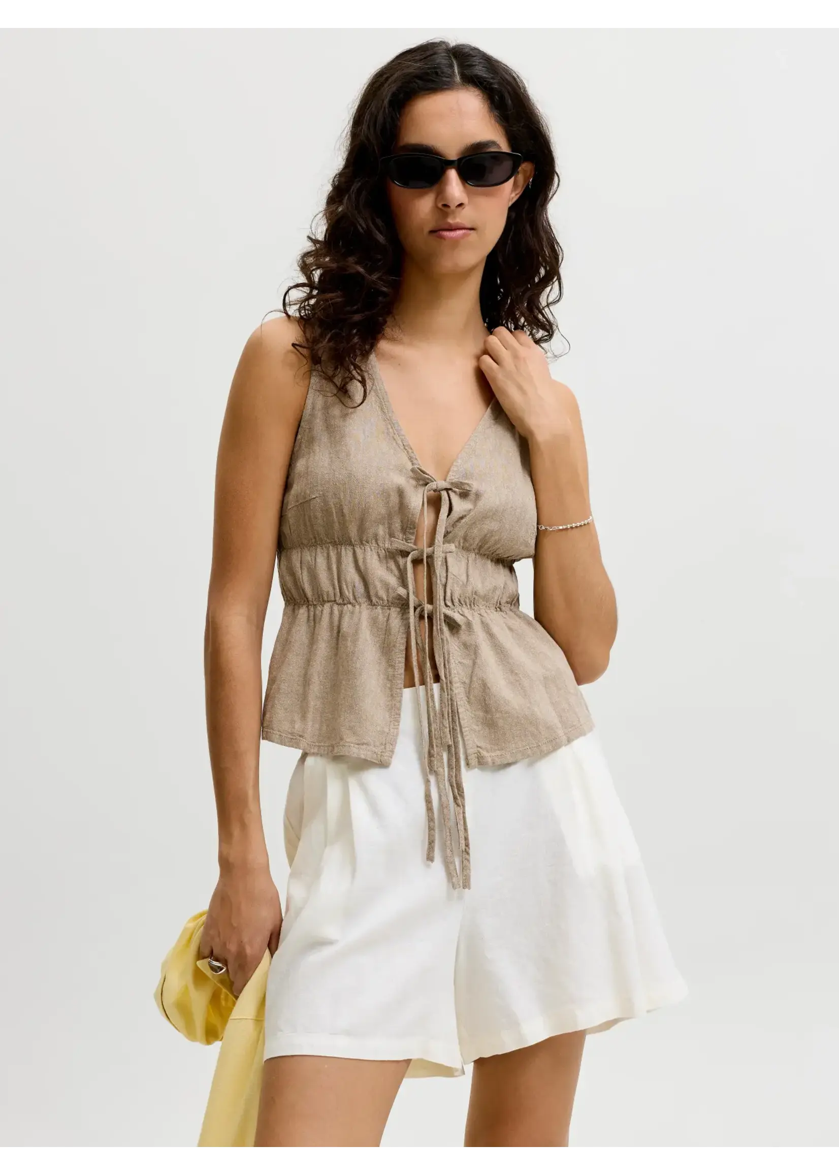 JJXX JXALMIRA LINEN BLEND TIE SL TOP WVN LN.