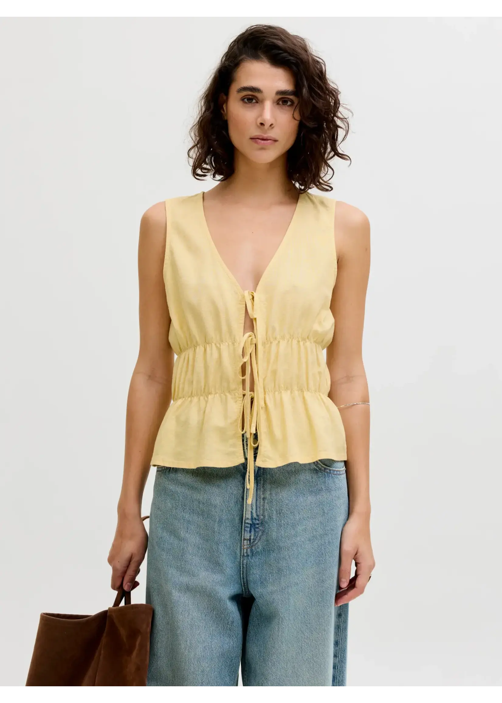 JJXX JXALMIRA LINEN BLEND TIE SL TOP WVN LN