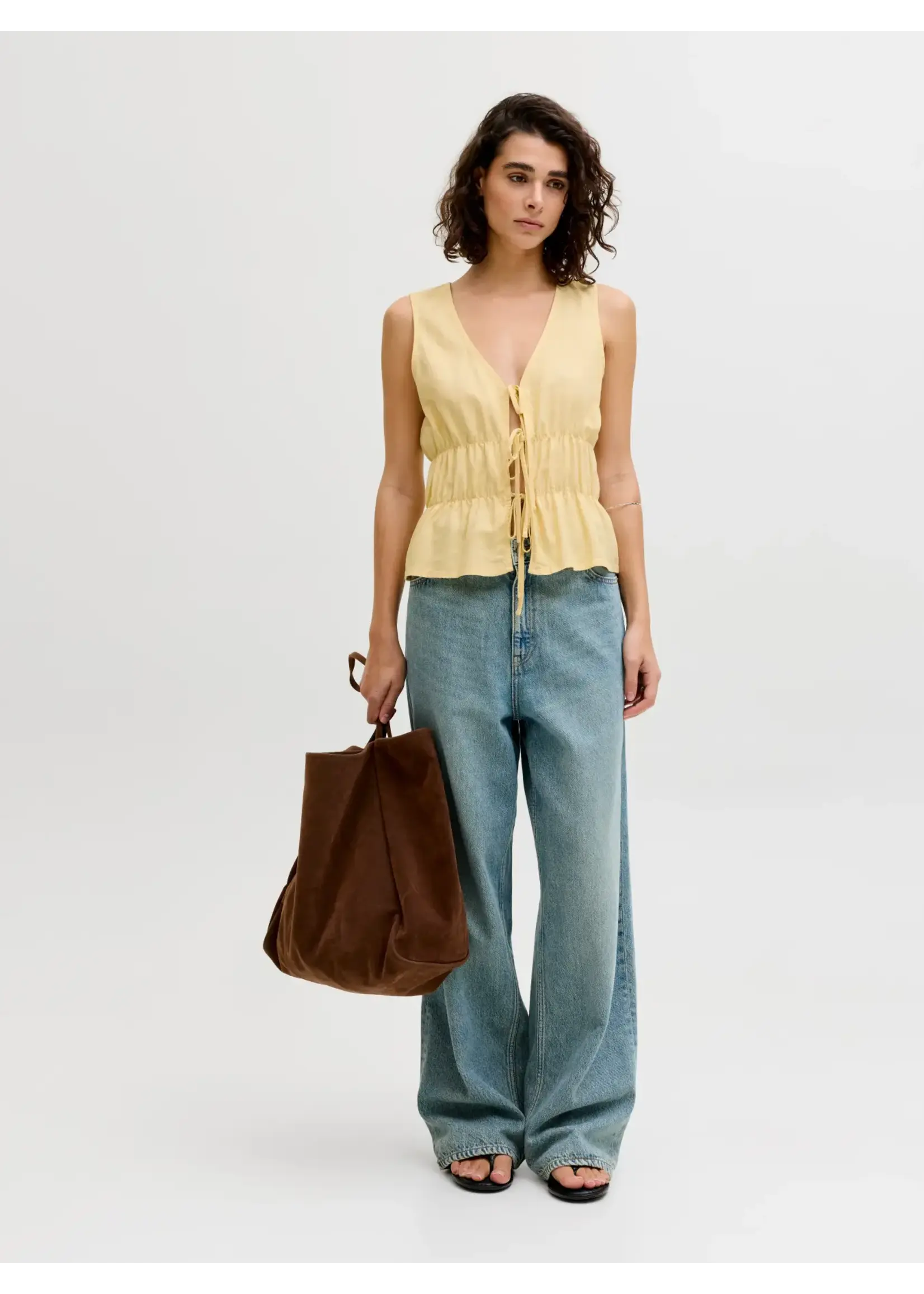 JJXX JXALMIRA LINEN BLEND TIE SL TOP WVN LN