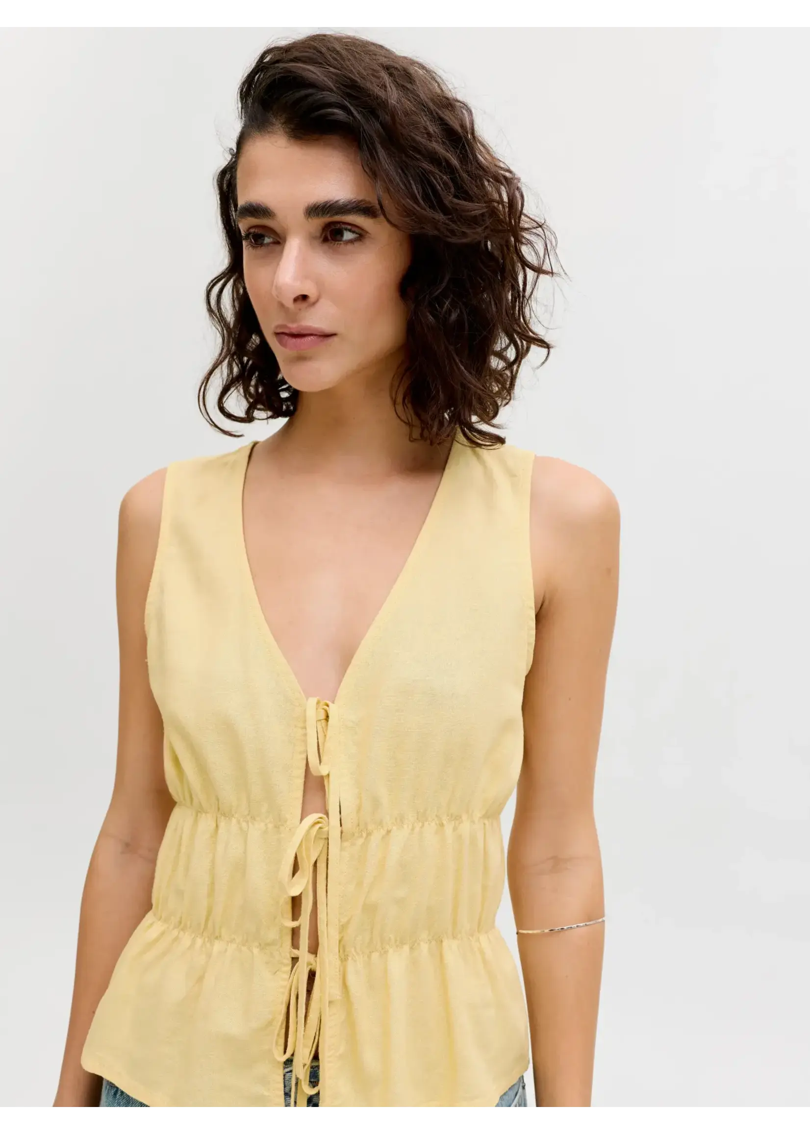 JJXX JXALMIRA LINEN BLEND TIE SL TOP WVN LN